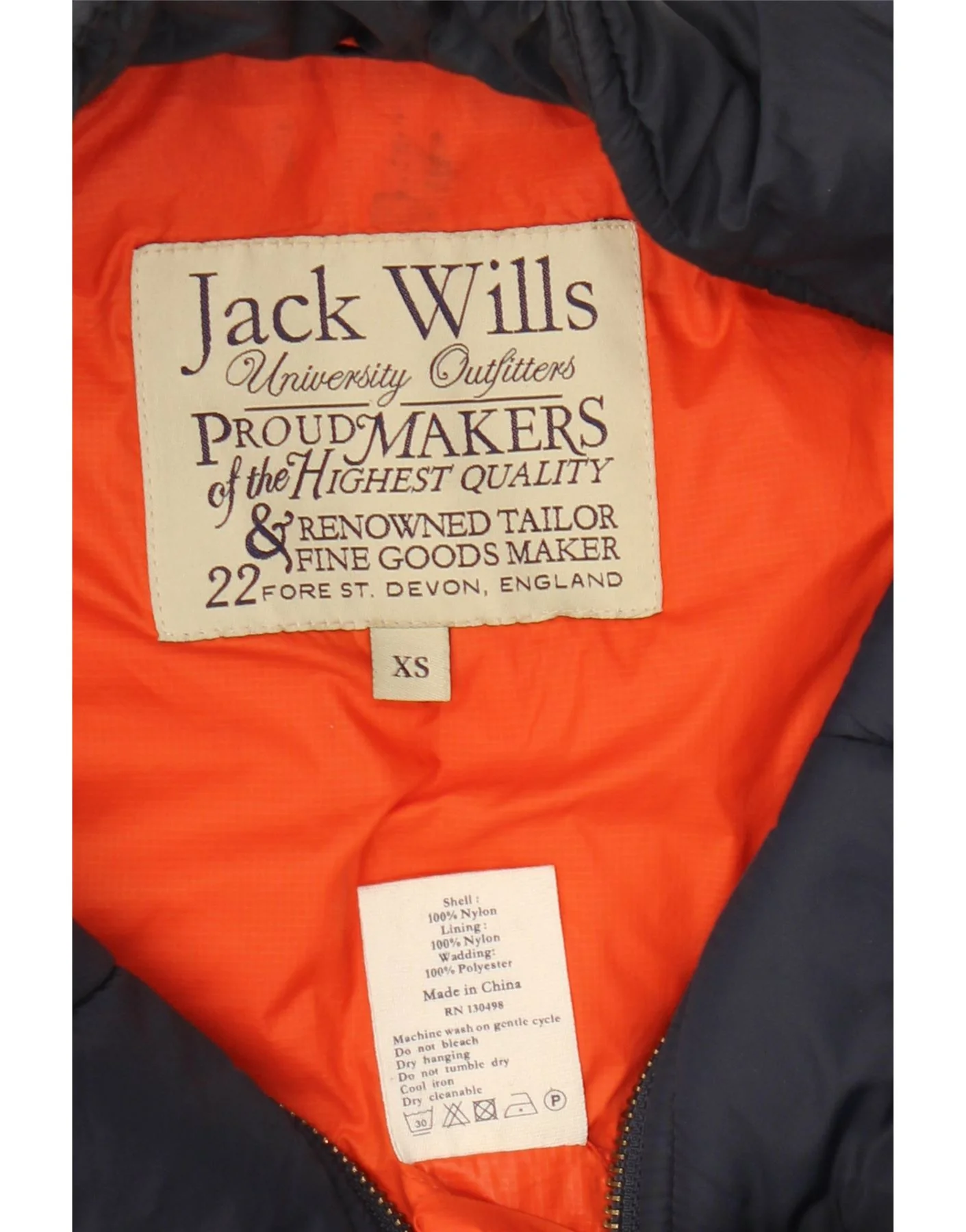 Jack Wills Mens Padded Gilet UK 34 XS Navy Blue Nylon - Image 3