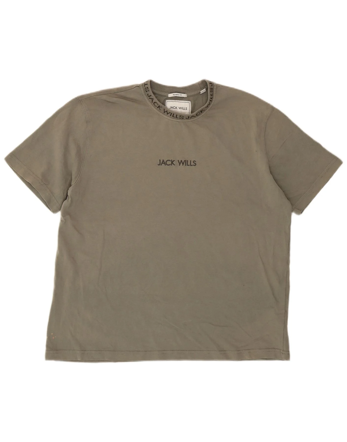 Jack Wills Mens Relaxed Fit T-Shirt Top Medium Khaki Cotton