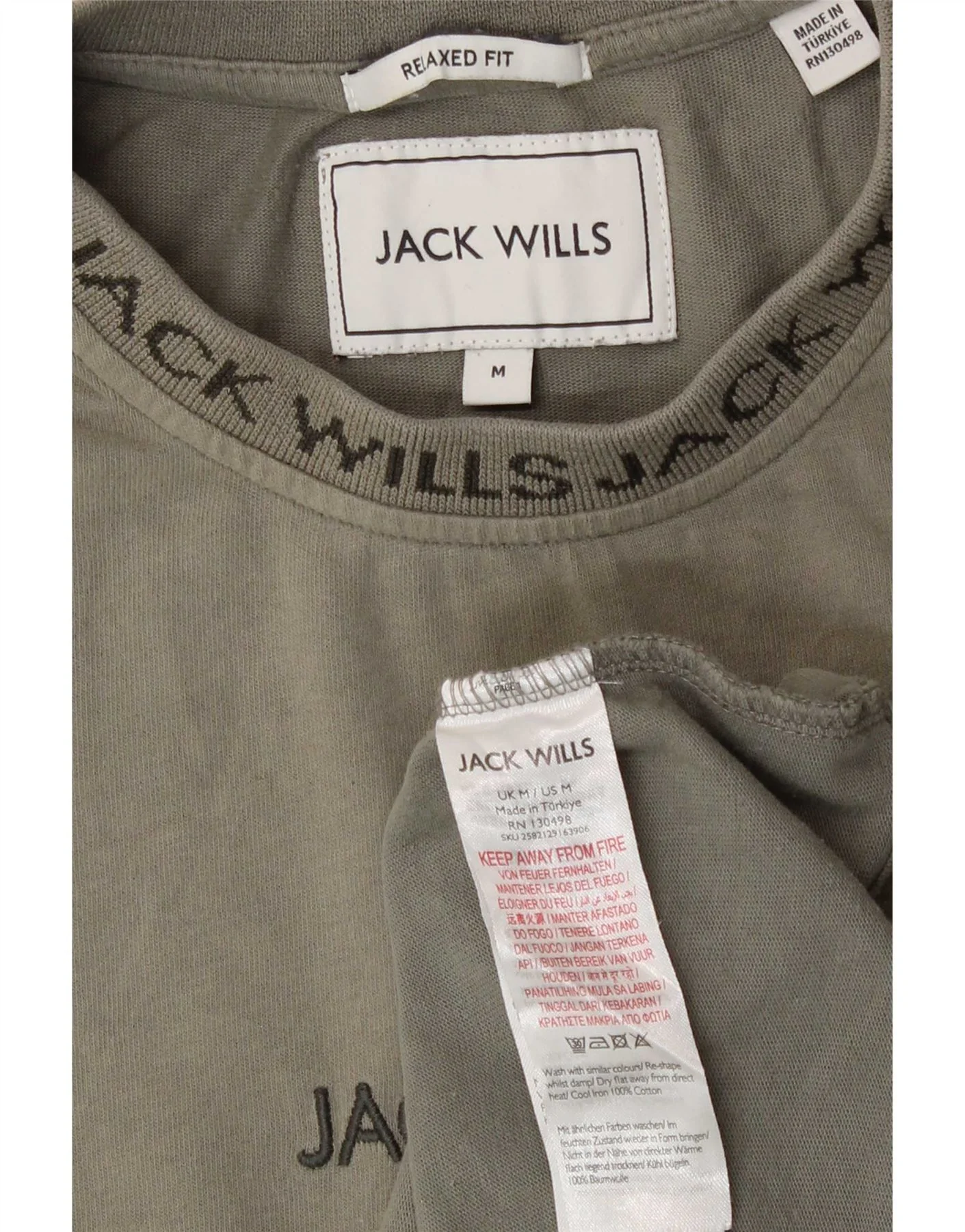 Jack Wills Mens Relaxed Fit T-Shirt Top Medium Khaki Cotton - Image 6