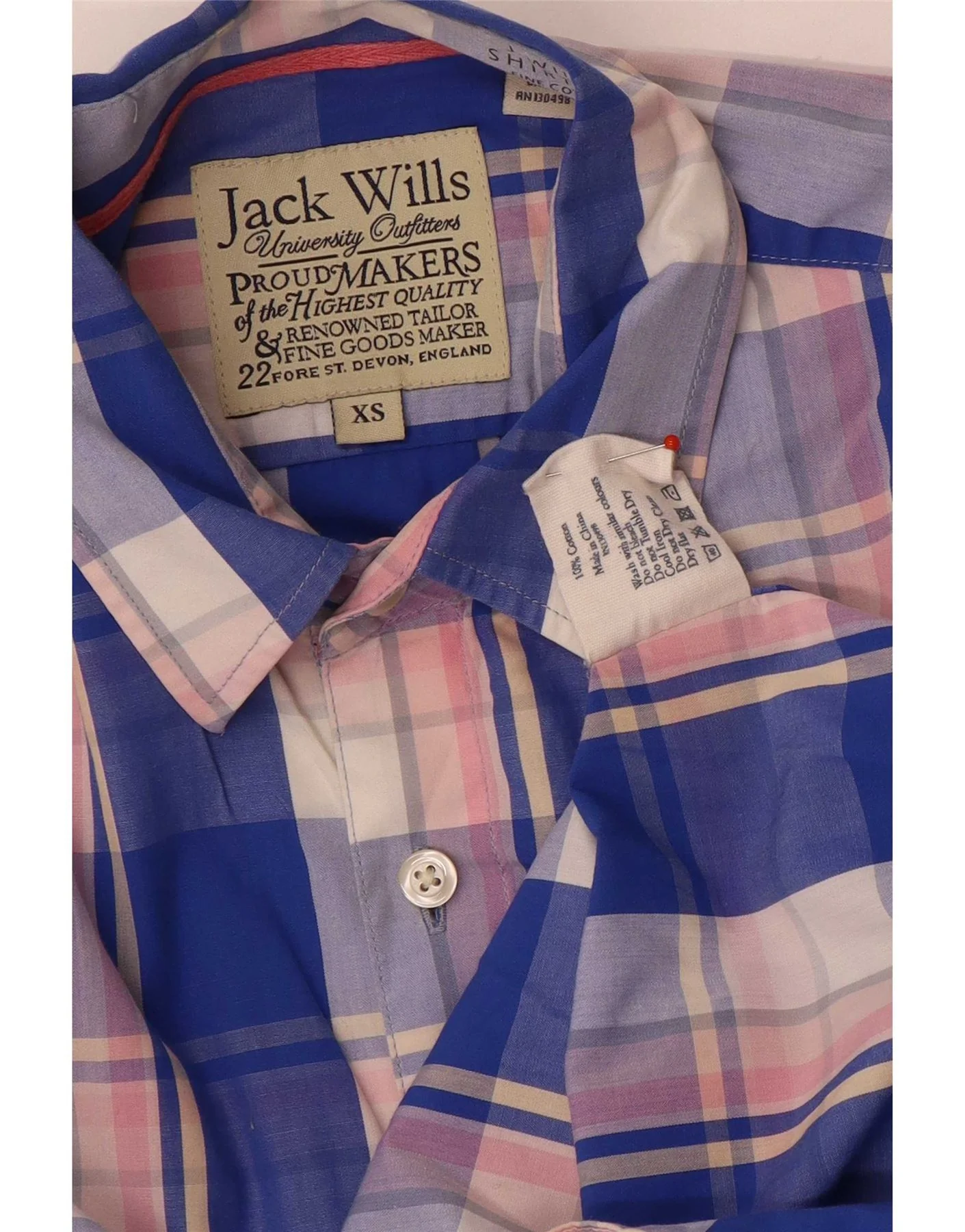 Jack Wills Mens Shirt XS Blue Check Cotton - Image 3
