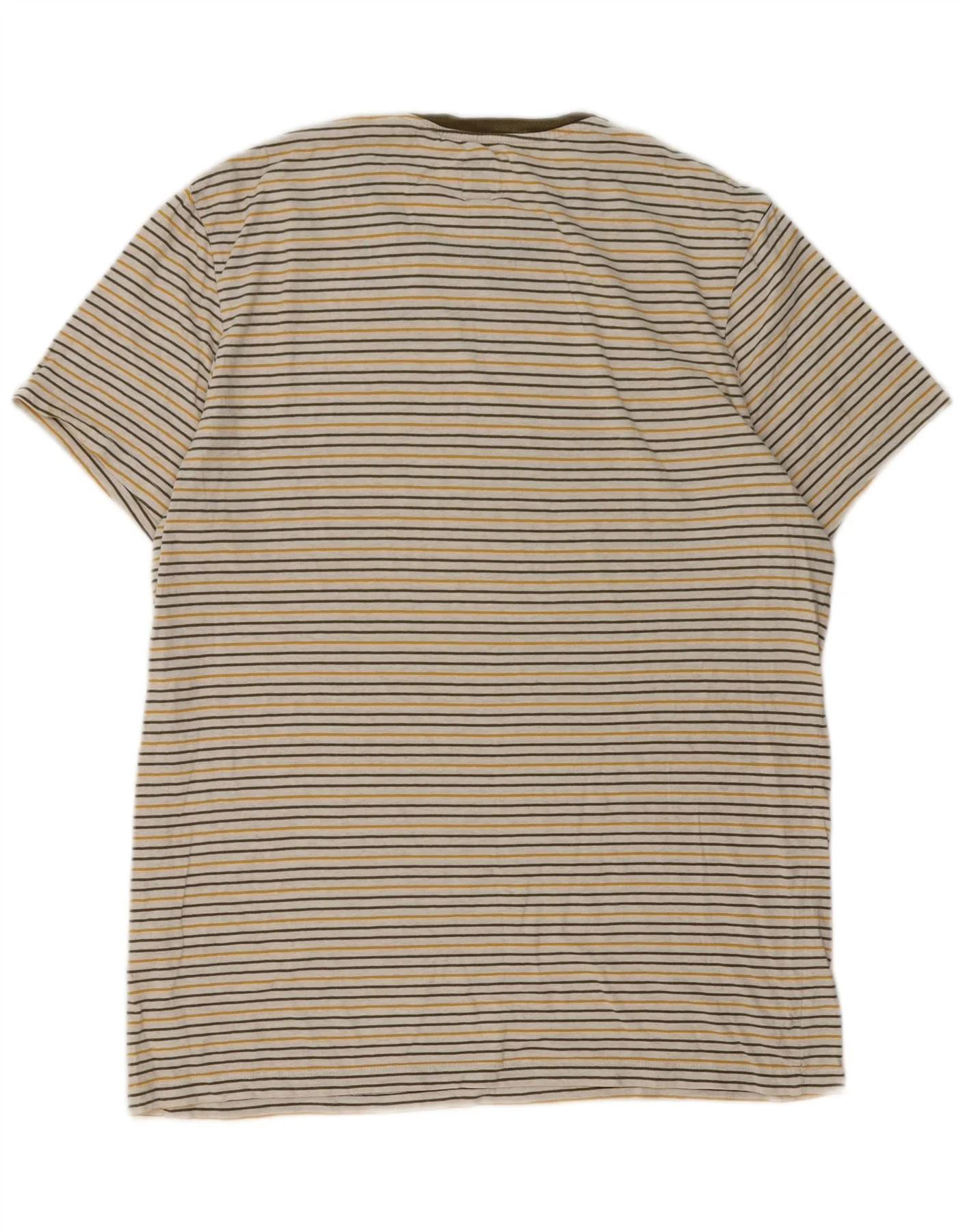 Jack Wills Mens T-Shirt Top Large Beige Striped Cotton - Image 2