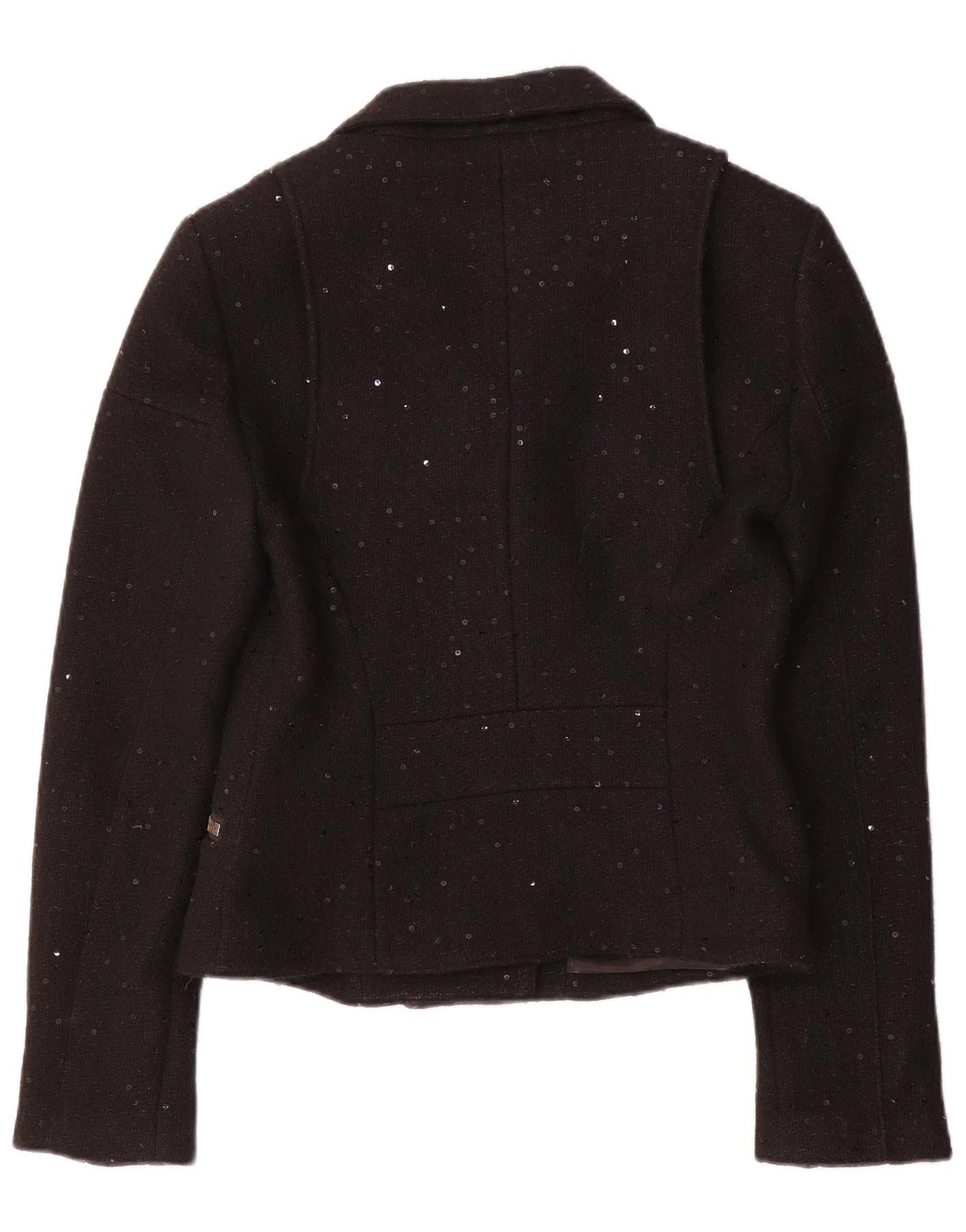 Jack Wills Womens Biker Jacket UK 12 Medium Black Flecked Wool - Image 2