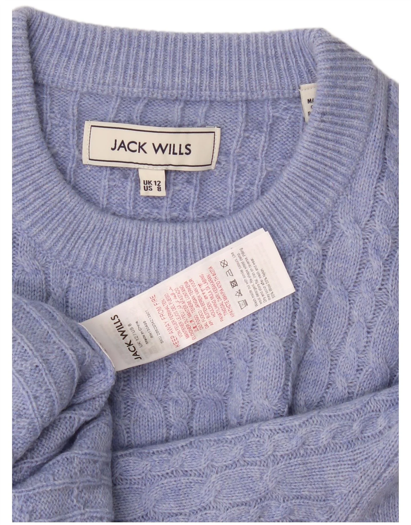 Jack Wills Womens Crew Neck Jumper Sweater UK 12 Medium Purple Wool - Image 3