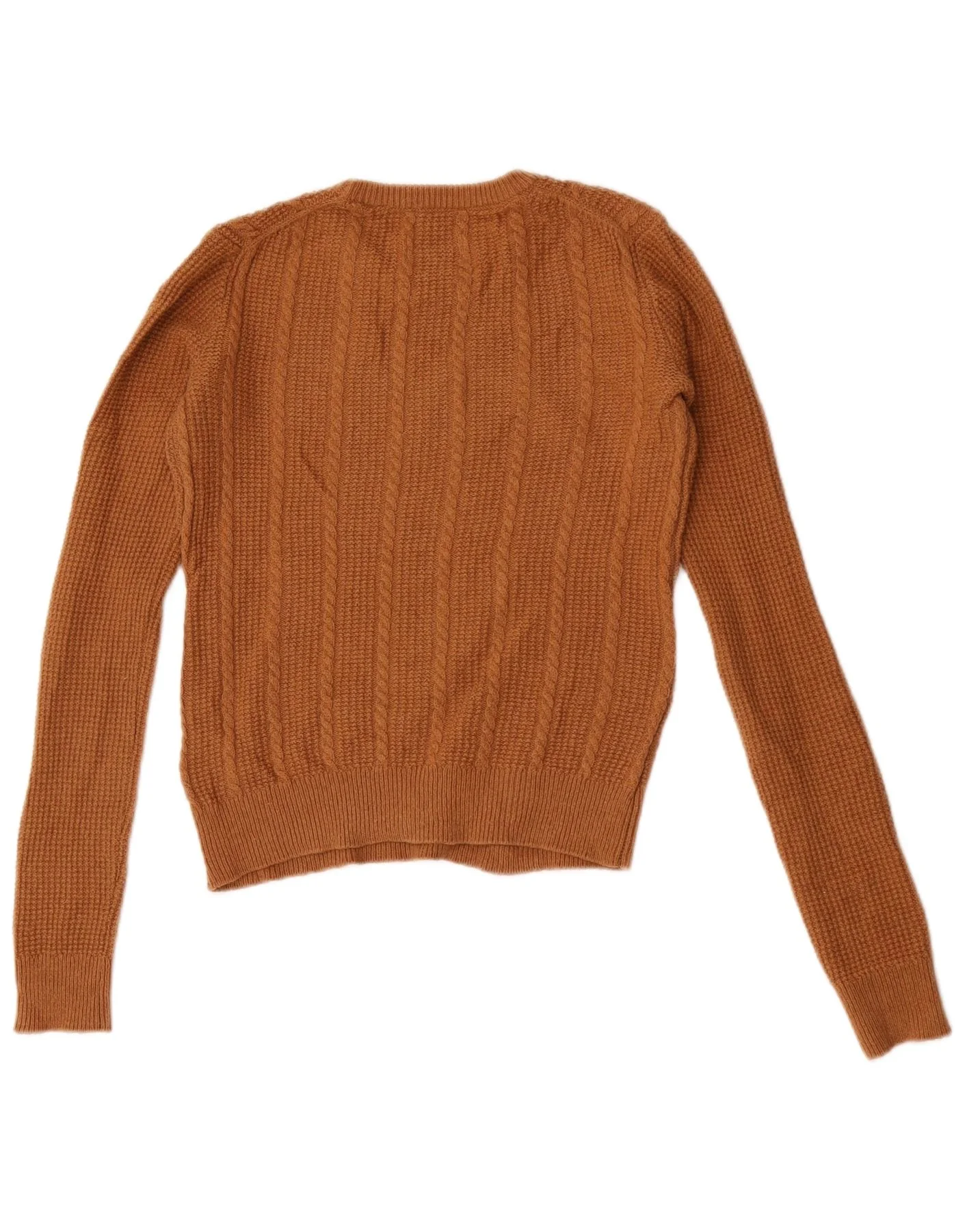 Jack Wills Womens Crop Crew Neck Jumper Sweater UK 8 Small Brown Wool - Image 2