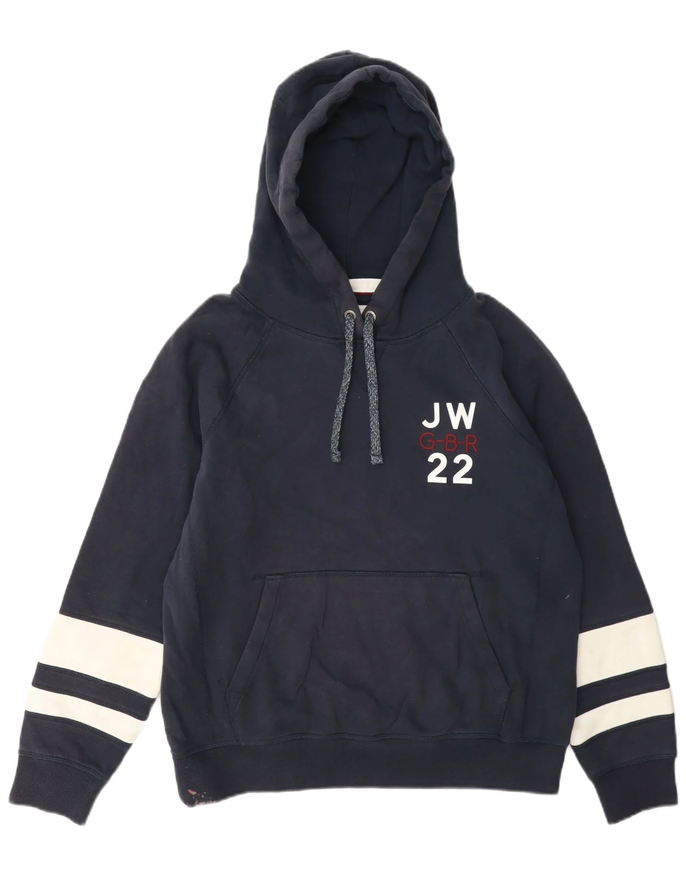 Jack Wills Womens Graphic Hoodie Jumper UK 12 Medium Navy Blue Colourblock