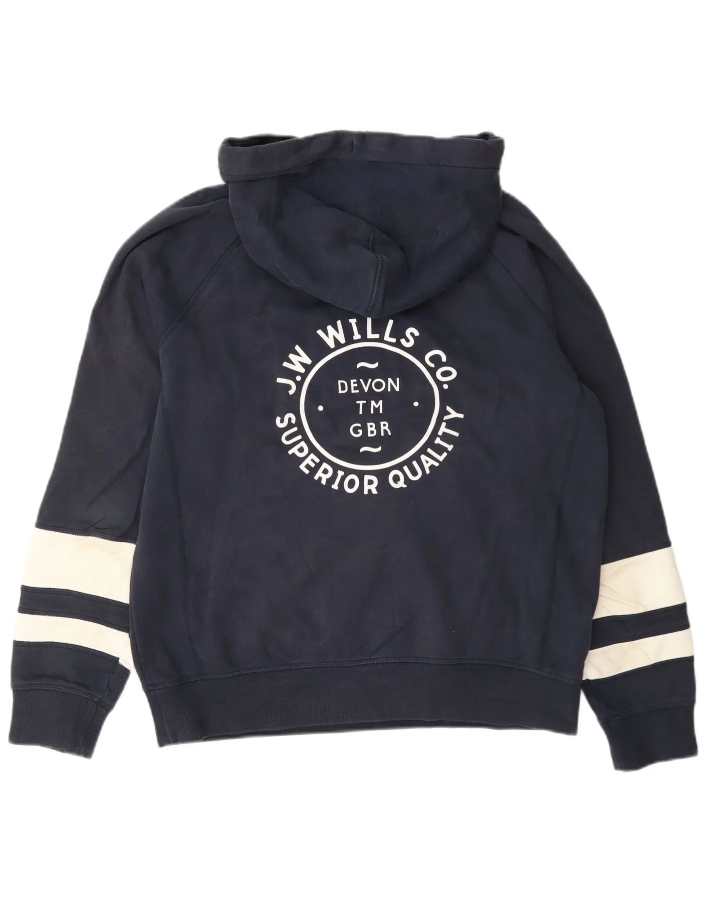 Jack Wills Womens Graphic Hoodie Jumper UK 12 Medium Navy Blue Colourblock - Image 2