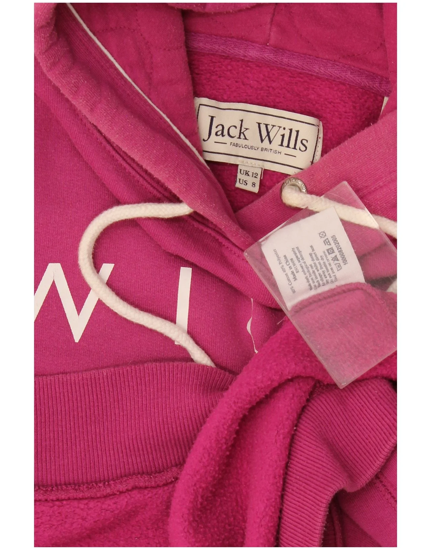 Jack Wills Womens Graphic Hoodie Jumper UK 12 Medium Pink Cotton - Image 3