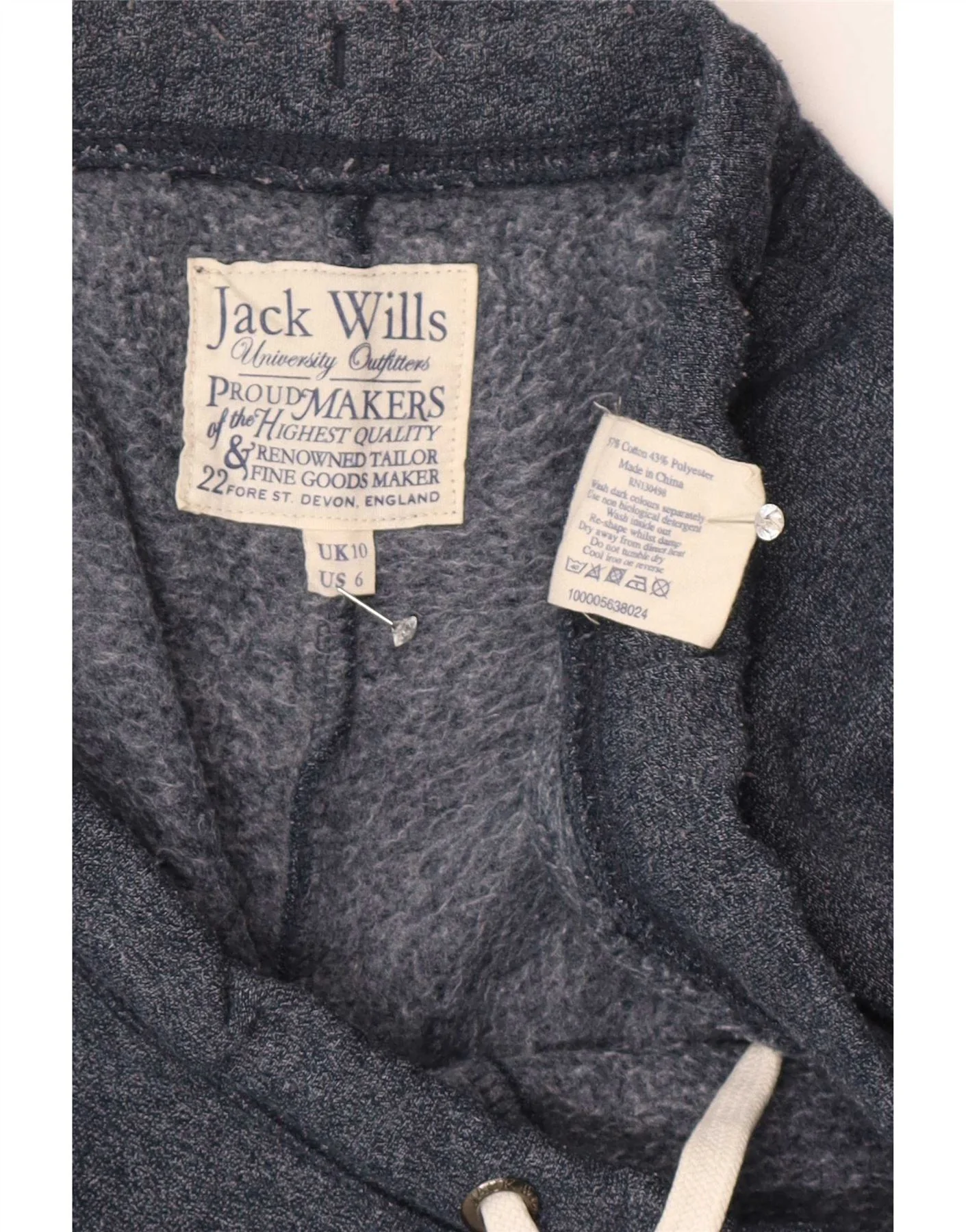 Jack Wills Womens Graphic Tracksuit Trousers Joggers UK 10 Small Navy Blue - Image 4
