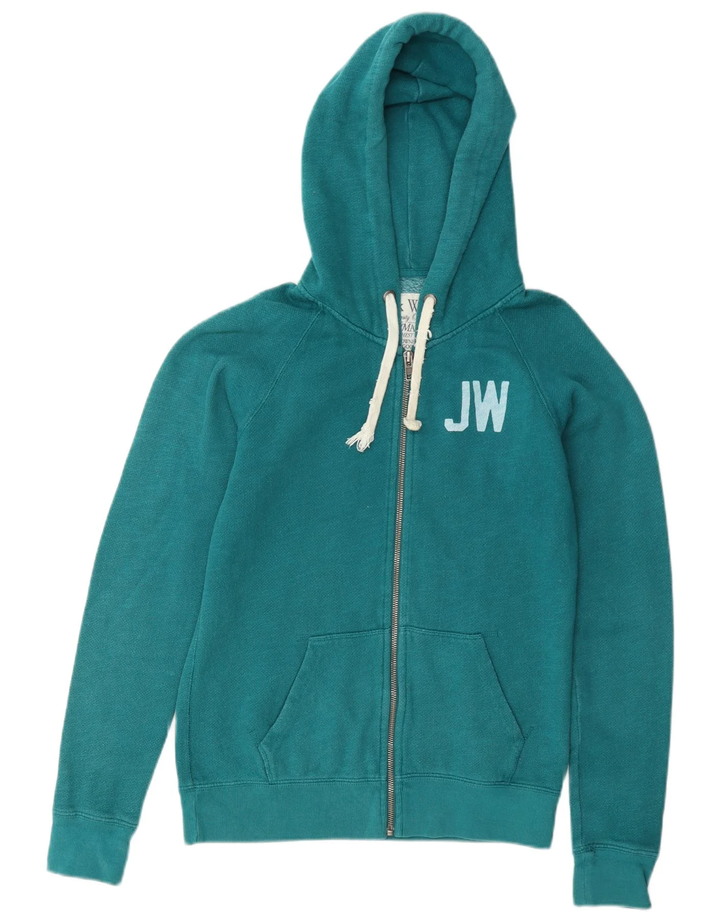 Jack Wills Womens Graphic Zip Hoodie Sweater UK 10 Small Turquoise