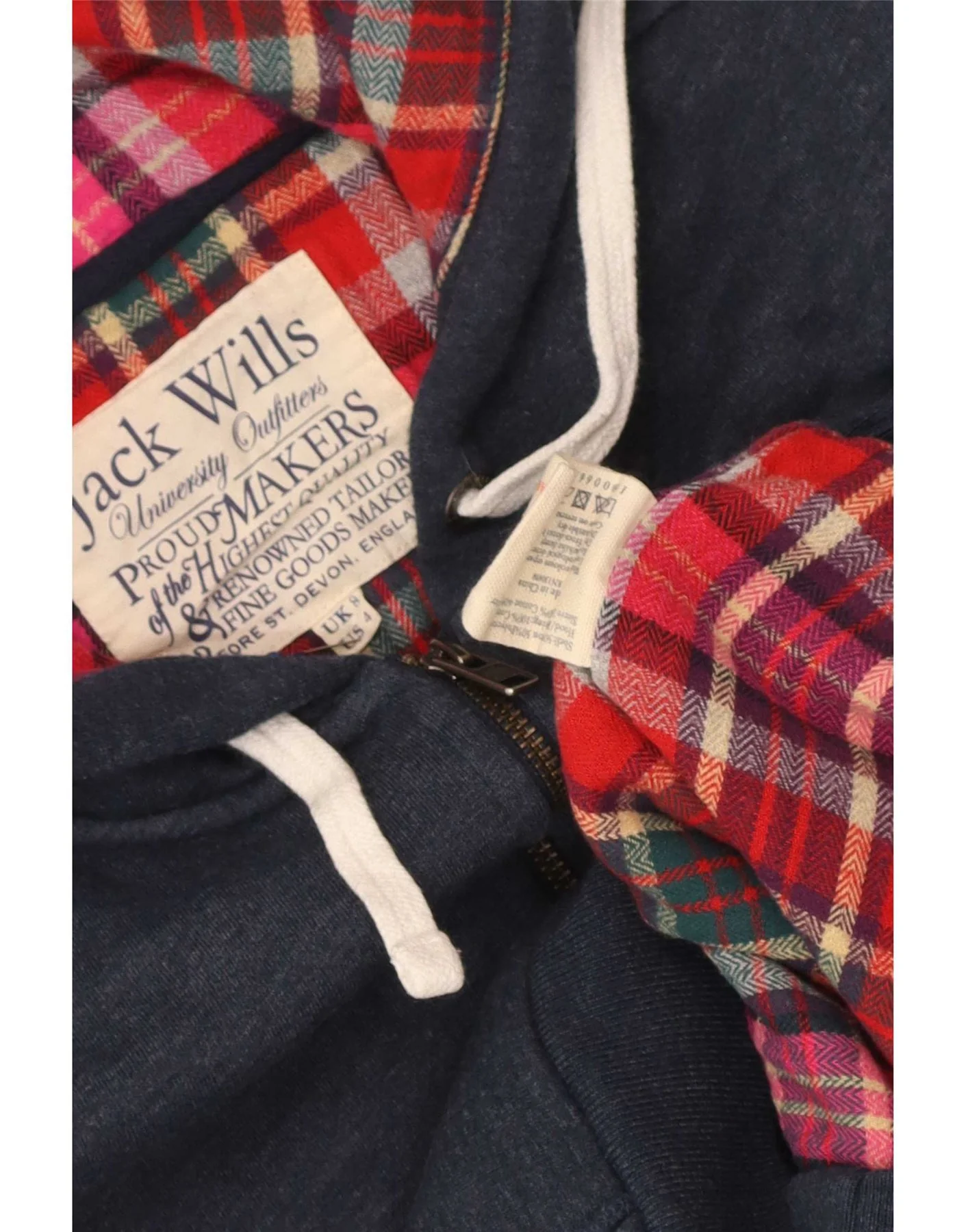 Jack Wills Womens Graphic Zip Hoodie Sweater UK 8 Small Navy Blue Cotton - Image 3