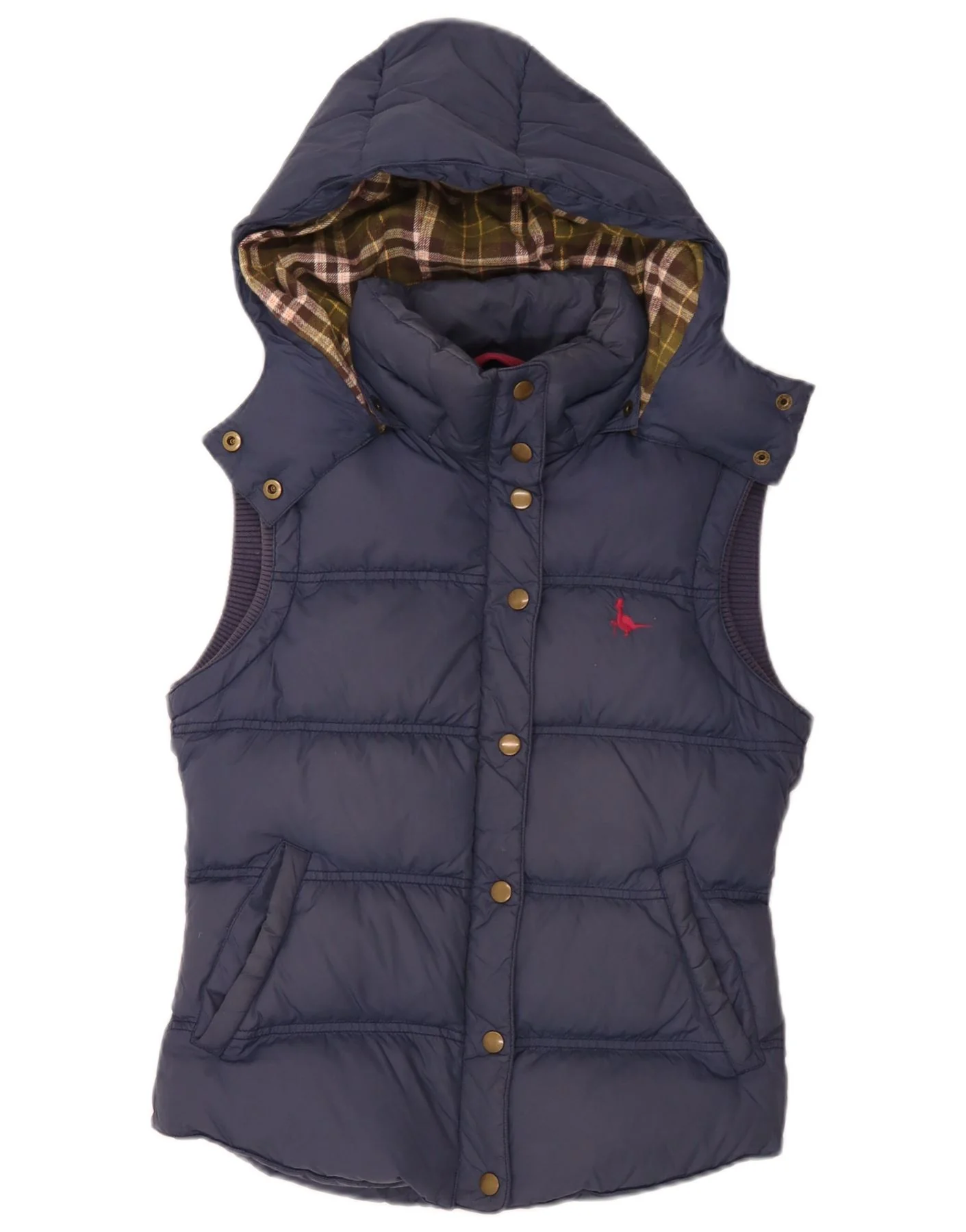 Jack Wills Womens Hooded Padded Gilet UK 8 Small Navy Blue Nylon