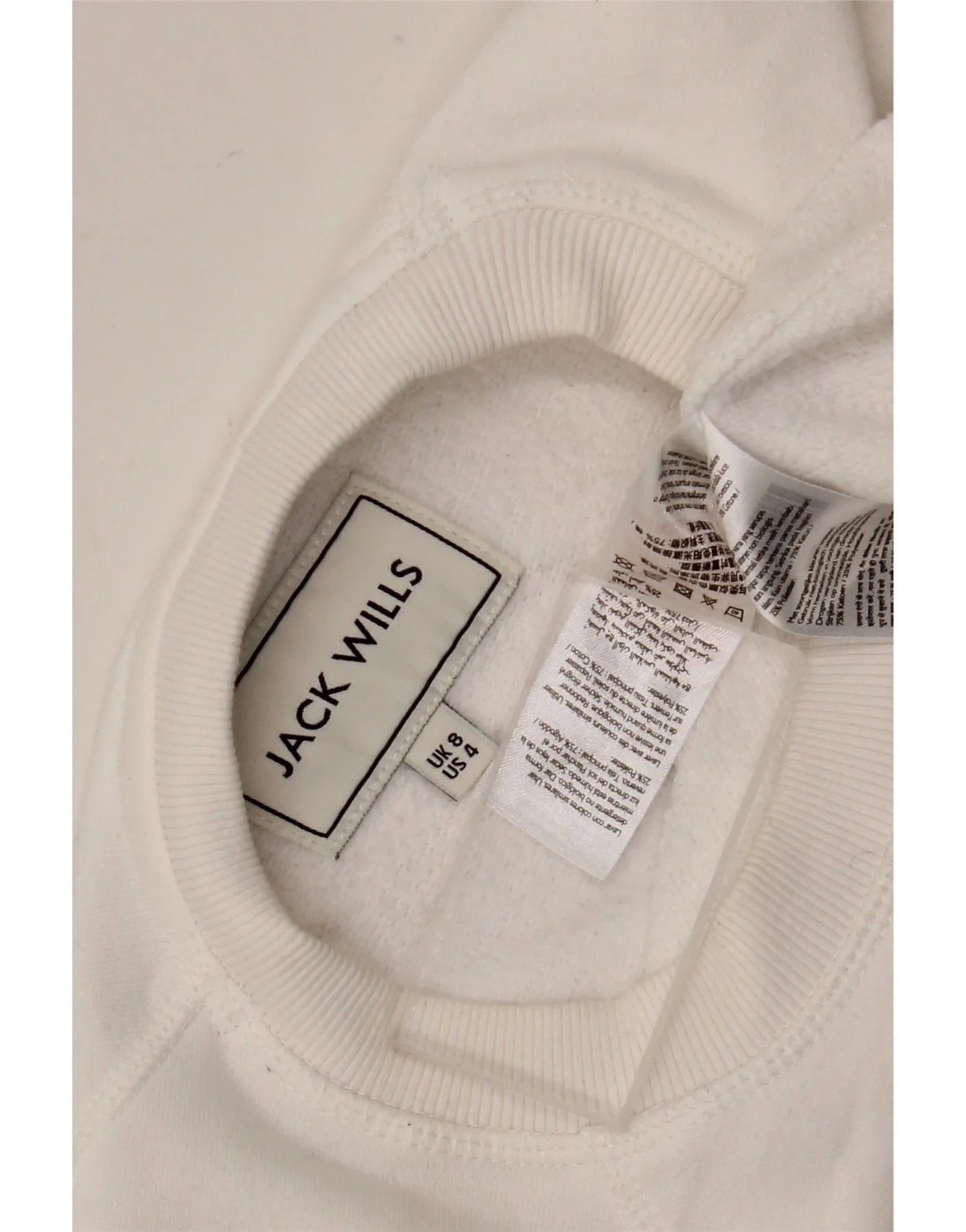 Jack Wills Womens Oversized Sweatshirt Jumper UK 8 Small White Cotton - Image 3