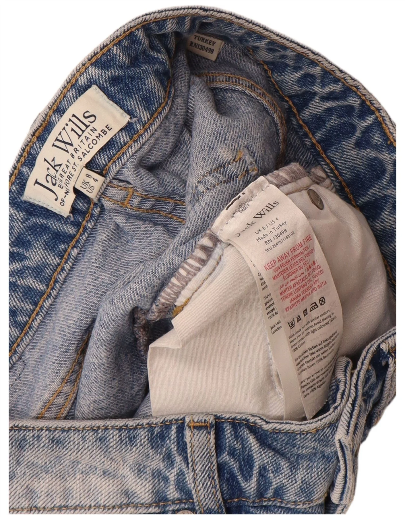 Jack Wills Womens Salcombe High Waist Denim Shorts UK 8 Small W28 Blue - Image 3
