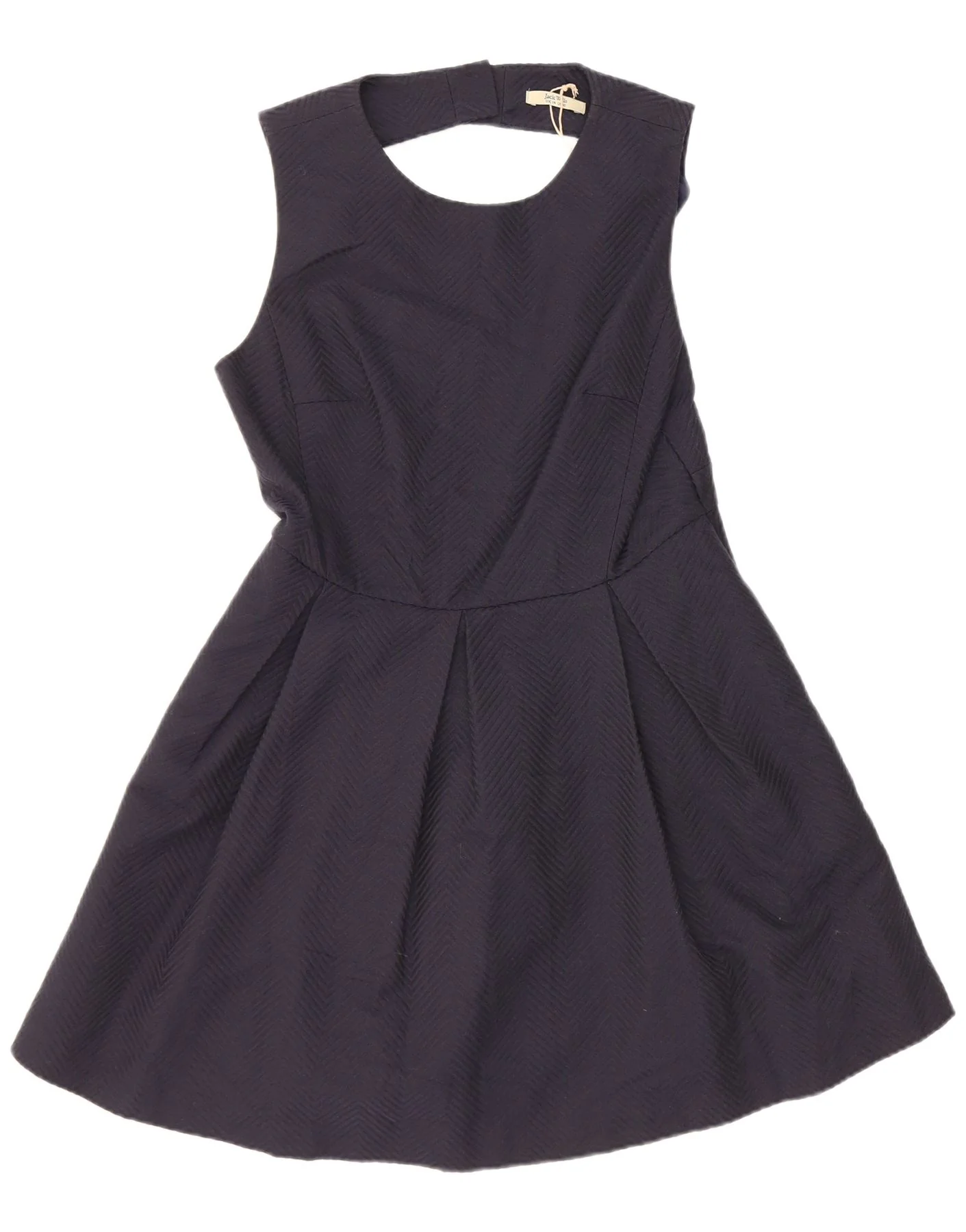 Jack Wills Womens Sleeveless Halter Dress UK 14 Large Navy Blue Chevron - Image 2