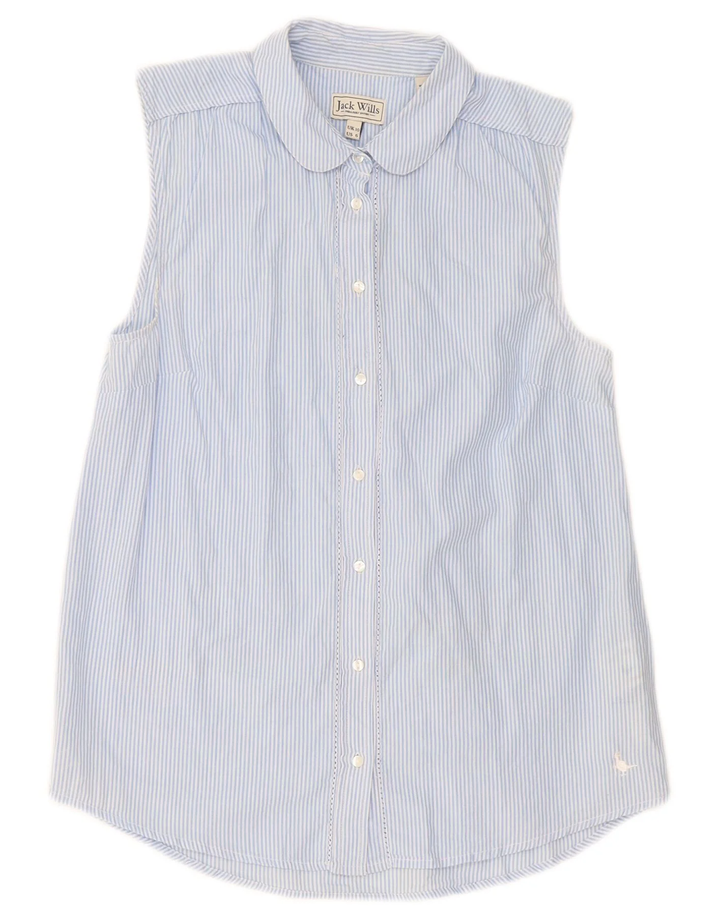 Jack Wills Womens Sleeveless Shirt UK 10 Small Blue Pinstripe Cotton
