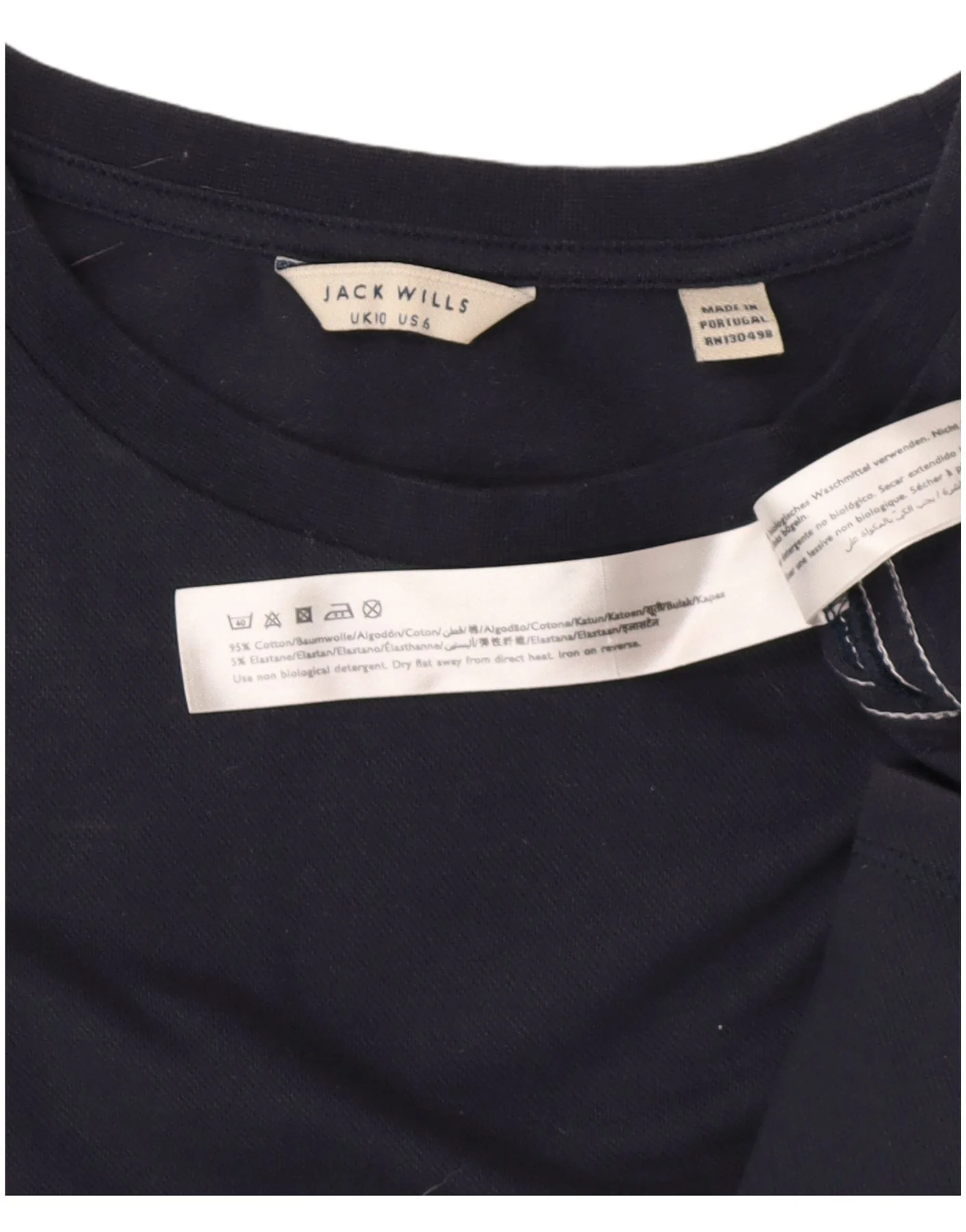 Jack Wills Womens T-Shirt Dress UK 10 Small Navy Blue Cotton - Image 3