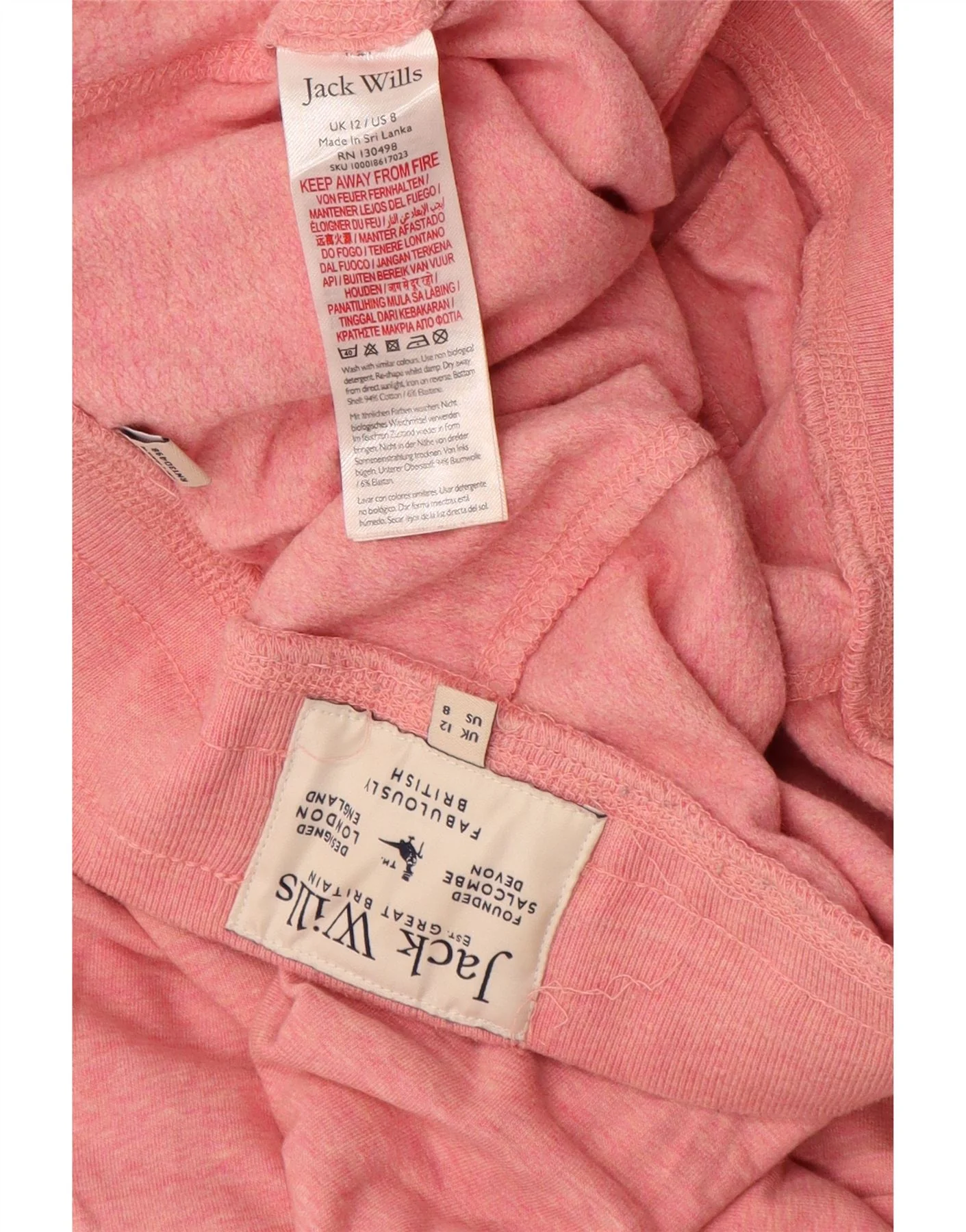Jack Wills Womens Tracksuit Trousers Joggers UK 12 Medium Pink Flecked - Image 3