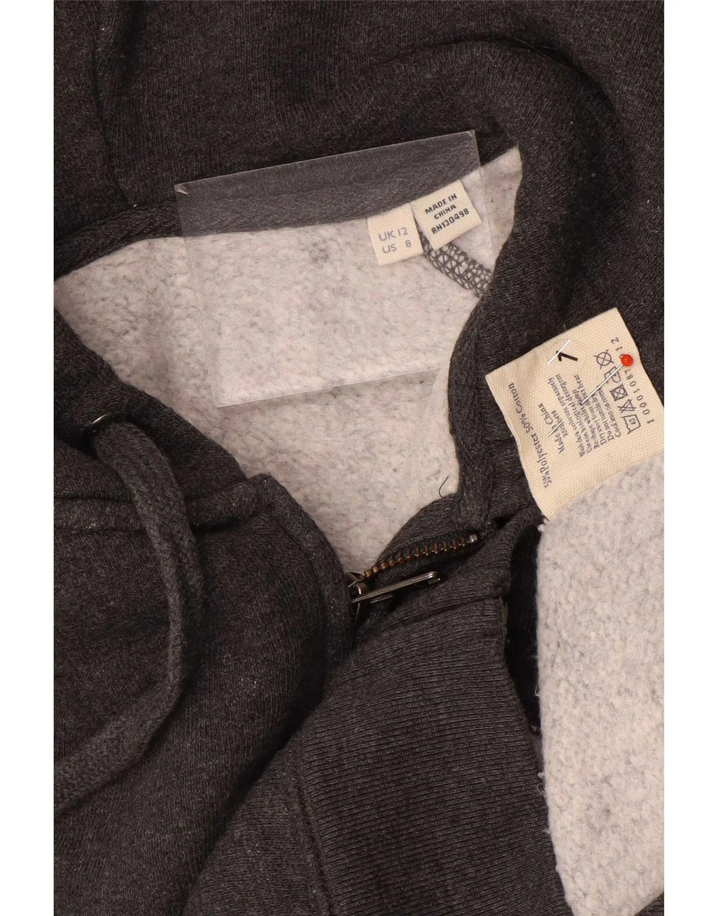 Jack Wills Womens Zip Hoodie Sweater UK 12 Medium Grey Cotton - Image 3
