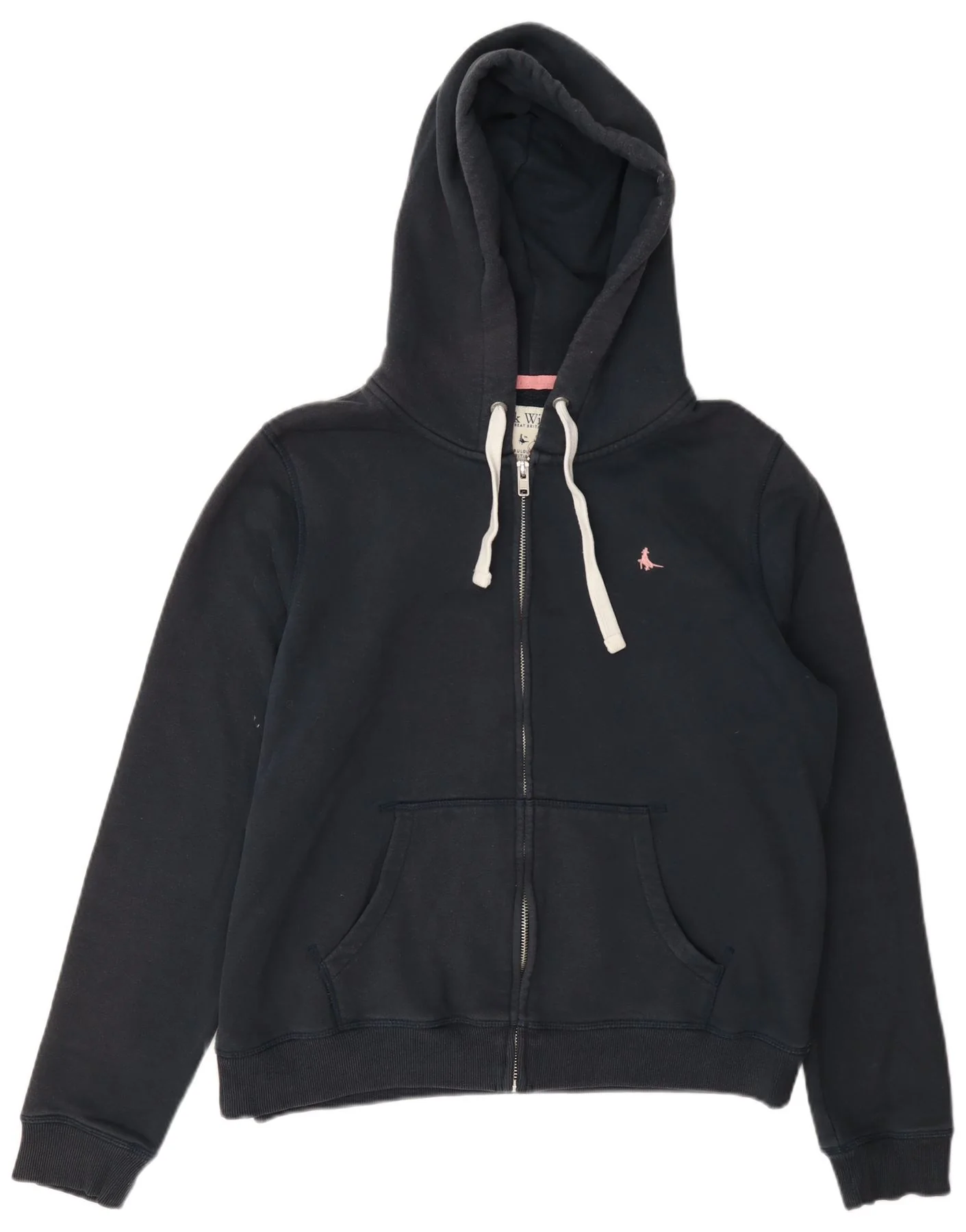 Jack Wills Womens Zip Hoodie Sweater UK 16 Large Navy Blue Cotton