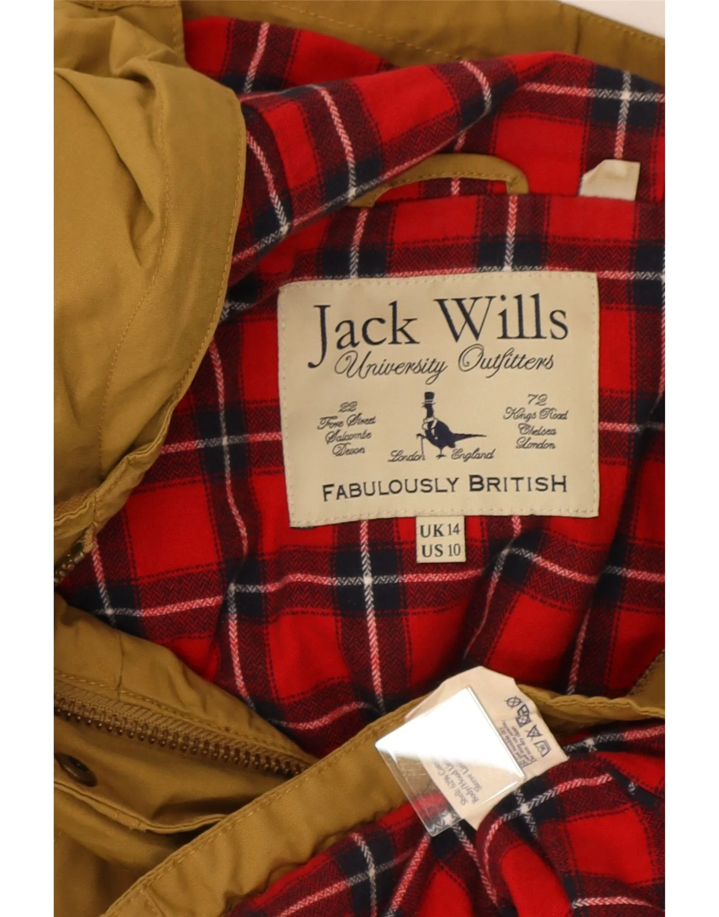 Jack Wolfskin Womens Hooded Parka Jacket UK 14 Large Beige Cotton - Image 4
