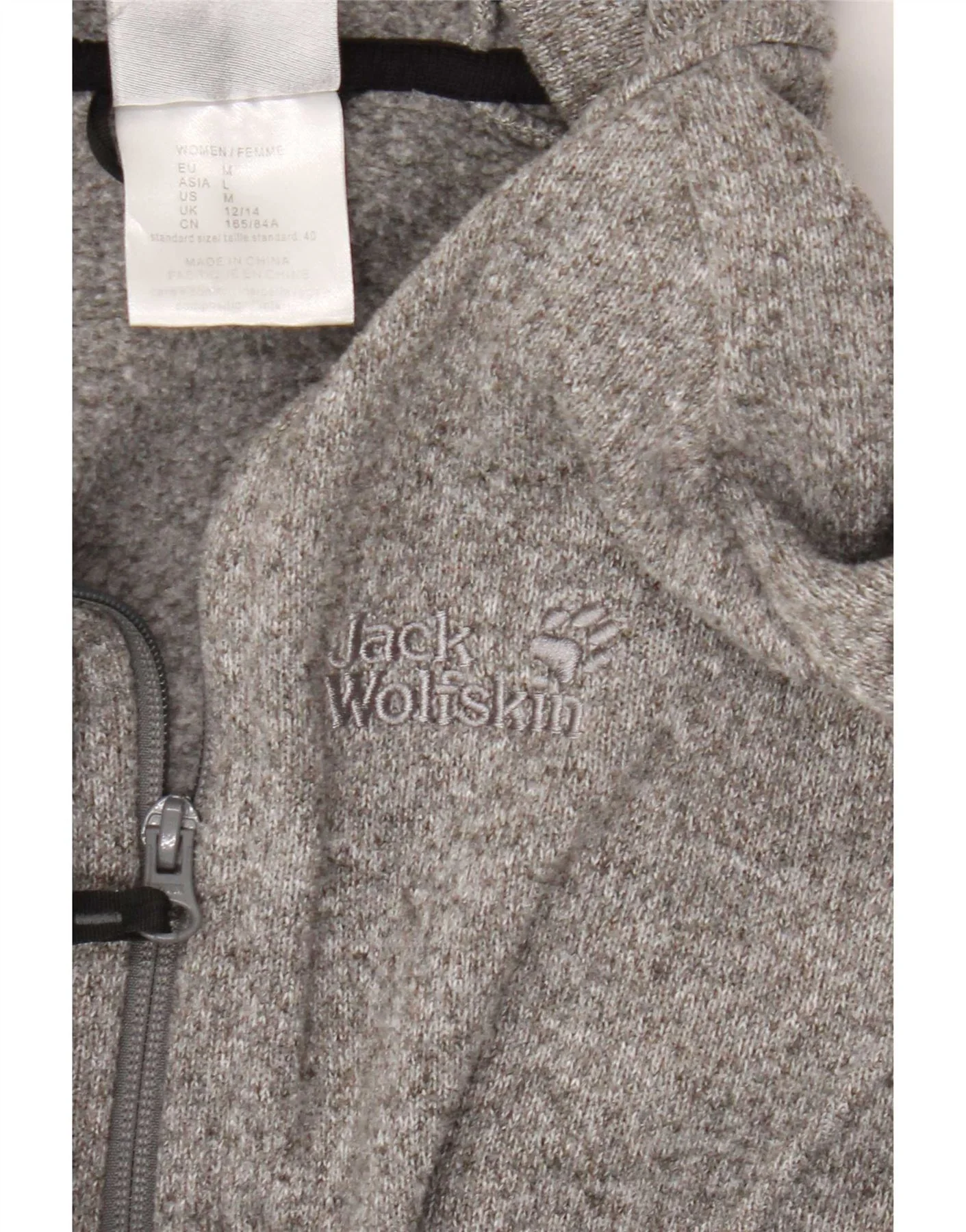 Jack Wolfskin Womens Tracksuit Top Jacket UK 12/14 Medium Grey Flecked - Image 3