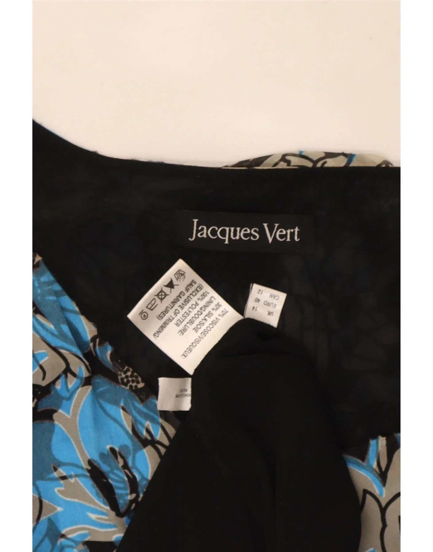 Jacques Vert Womens Sleeveless A-Line Dress UK 14 Large Blue Floral Viscose - Image 3