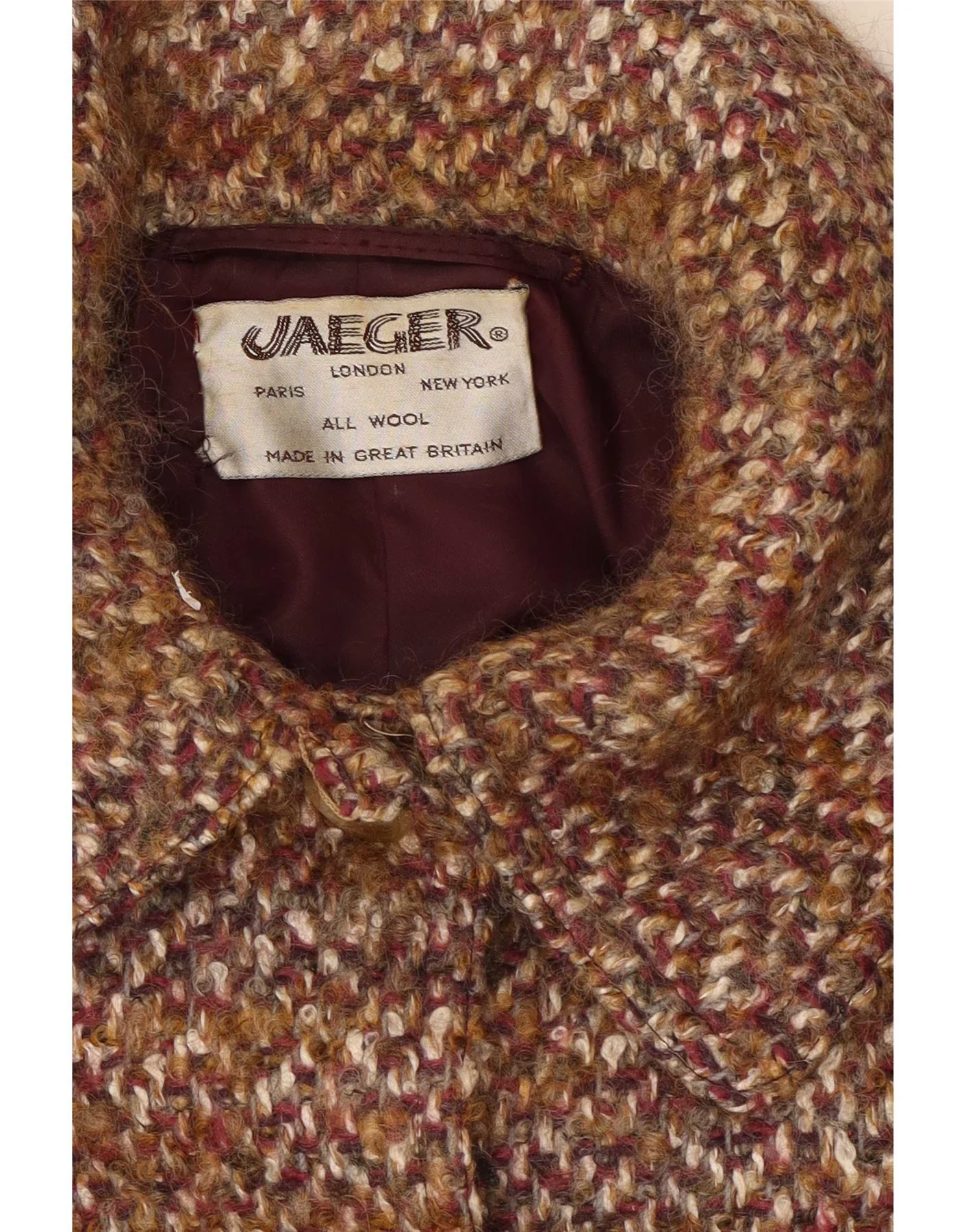Jaeger Womens Oversized Overcoat UK 14 Large Brown Flecked Wool - Image 5