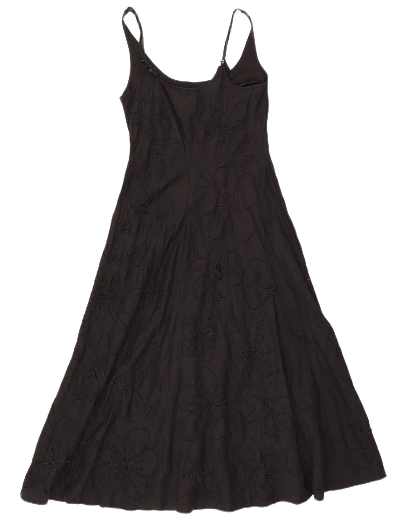 Jaeger Womens Sleeveless Maxi Dress UK 12 Medium Black Floral Linen - Image 2