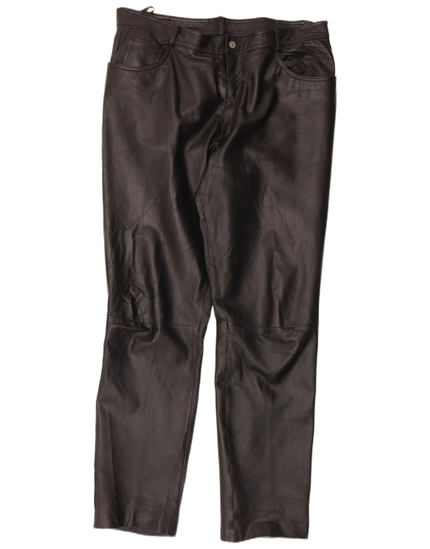 JCC Mens Tapered Leather Trousers IT 56 3XL W38 L32 Black