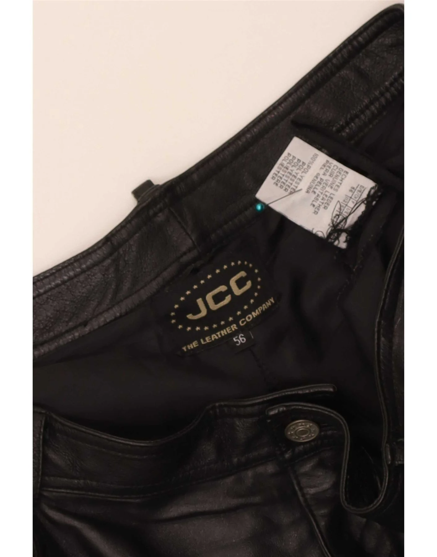 JCC Mens Tapered Leather Trousers IT 56 3XL W38 L32 Black - Image 3