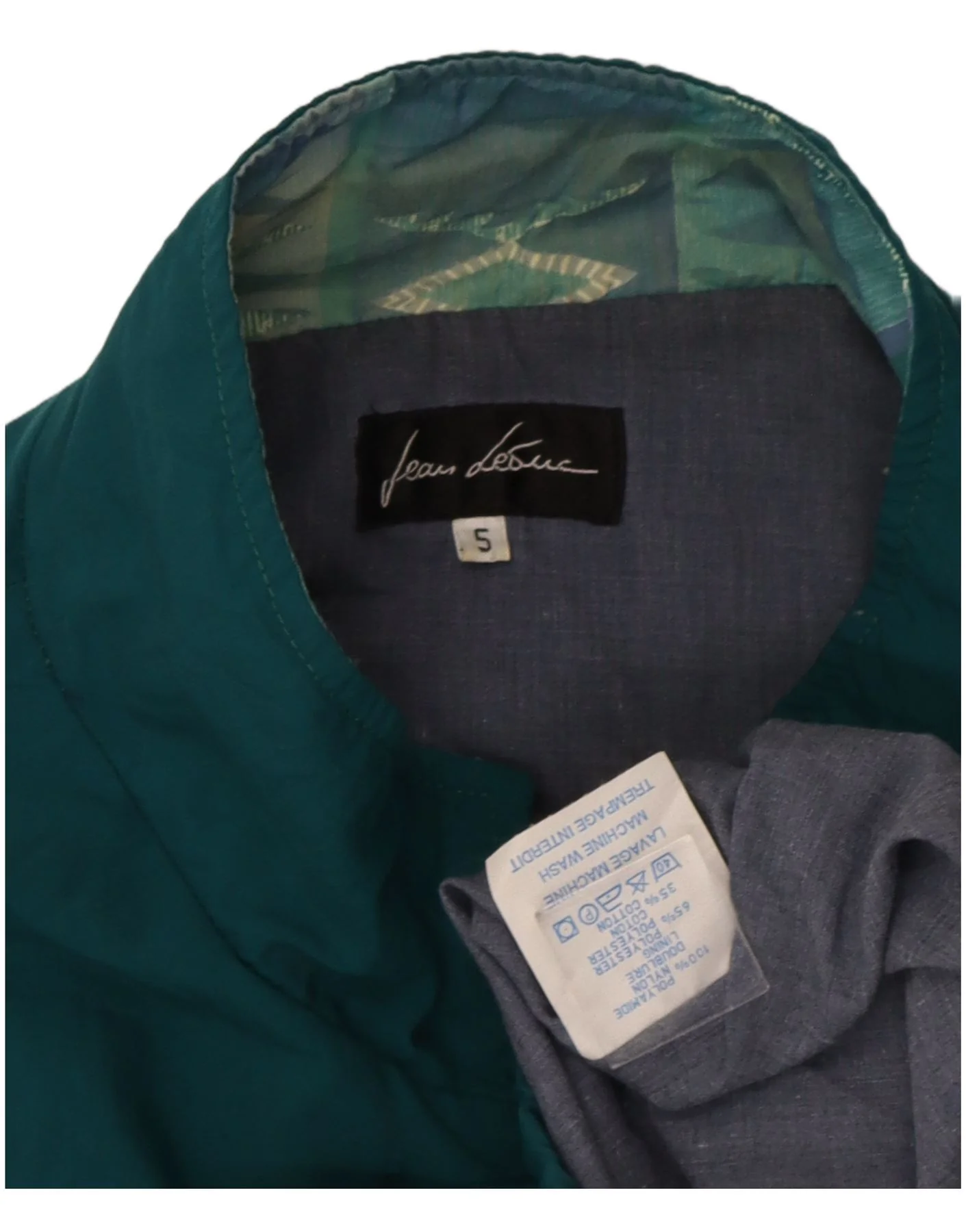 Jean Leduc Mens Tracksuit Top Jacket XL Green Geometric Polyester - Image 3