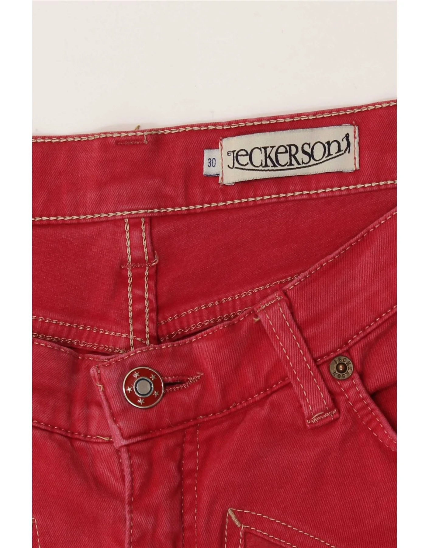 Jeckerson Mens Slim Jeans W30 L27 Burgundy - Image 5
