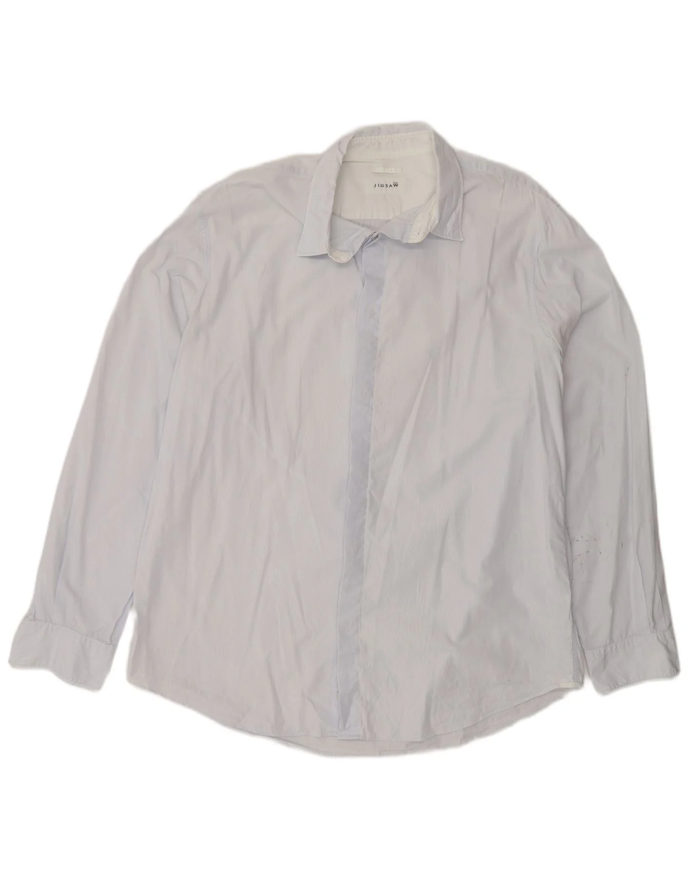 Jigsaw Mens Shirt Size 17 XL Blue Striped Cotton