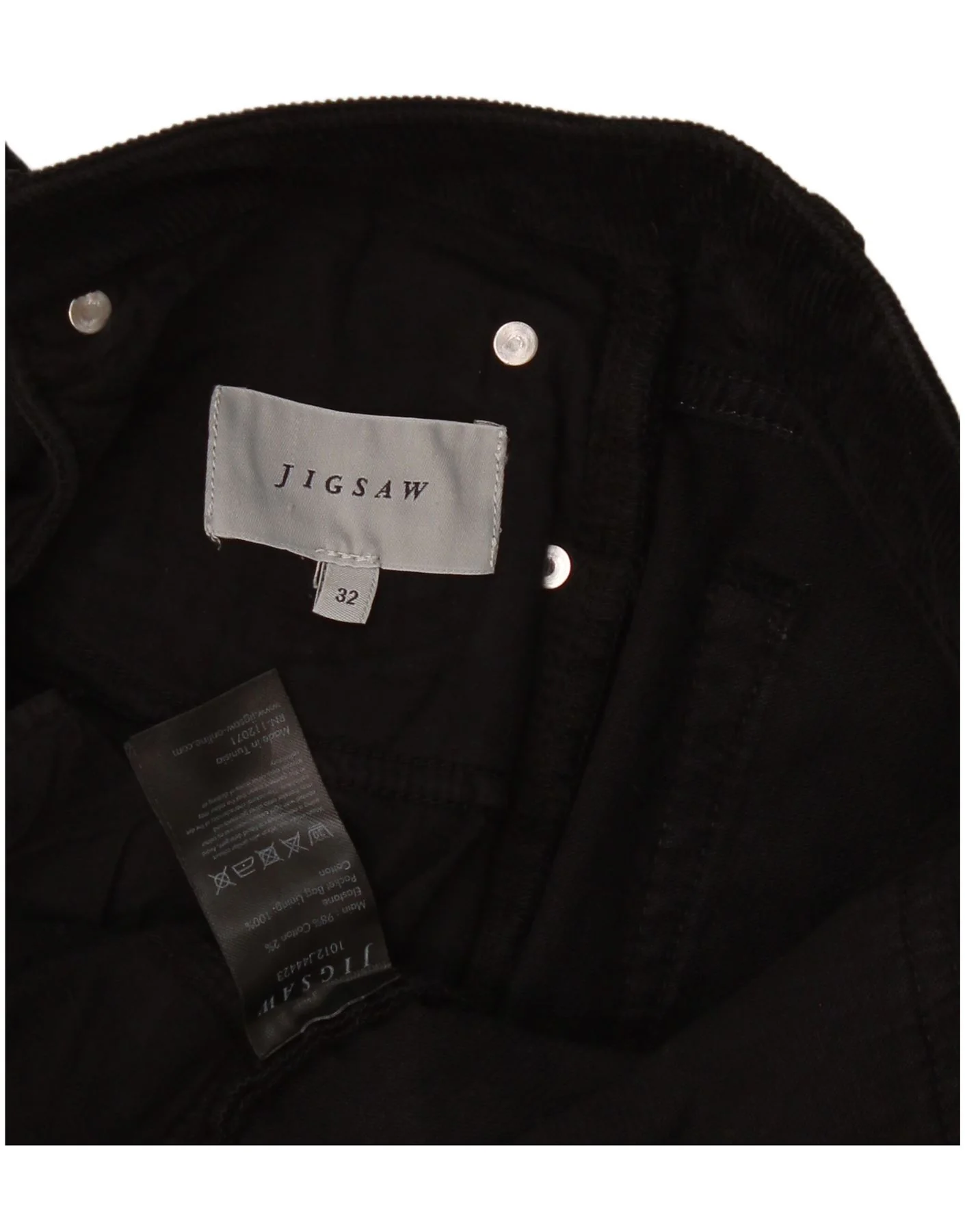 Jigsaw Mens Straight Corduroy Trousers W32 L27 Black Cotton - Image 3