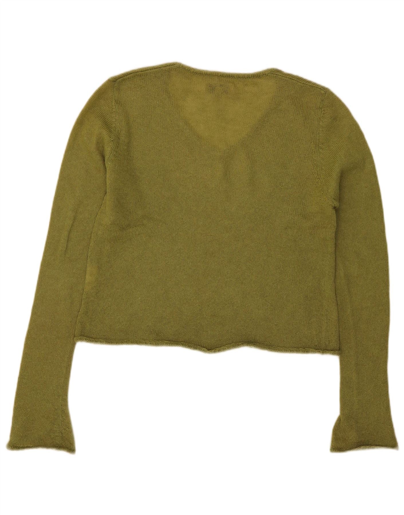 Jigsaw Womens Crop V-Neck Jumper Sweater UK 14 Large Green Mohair - Image 2