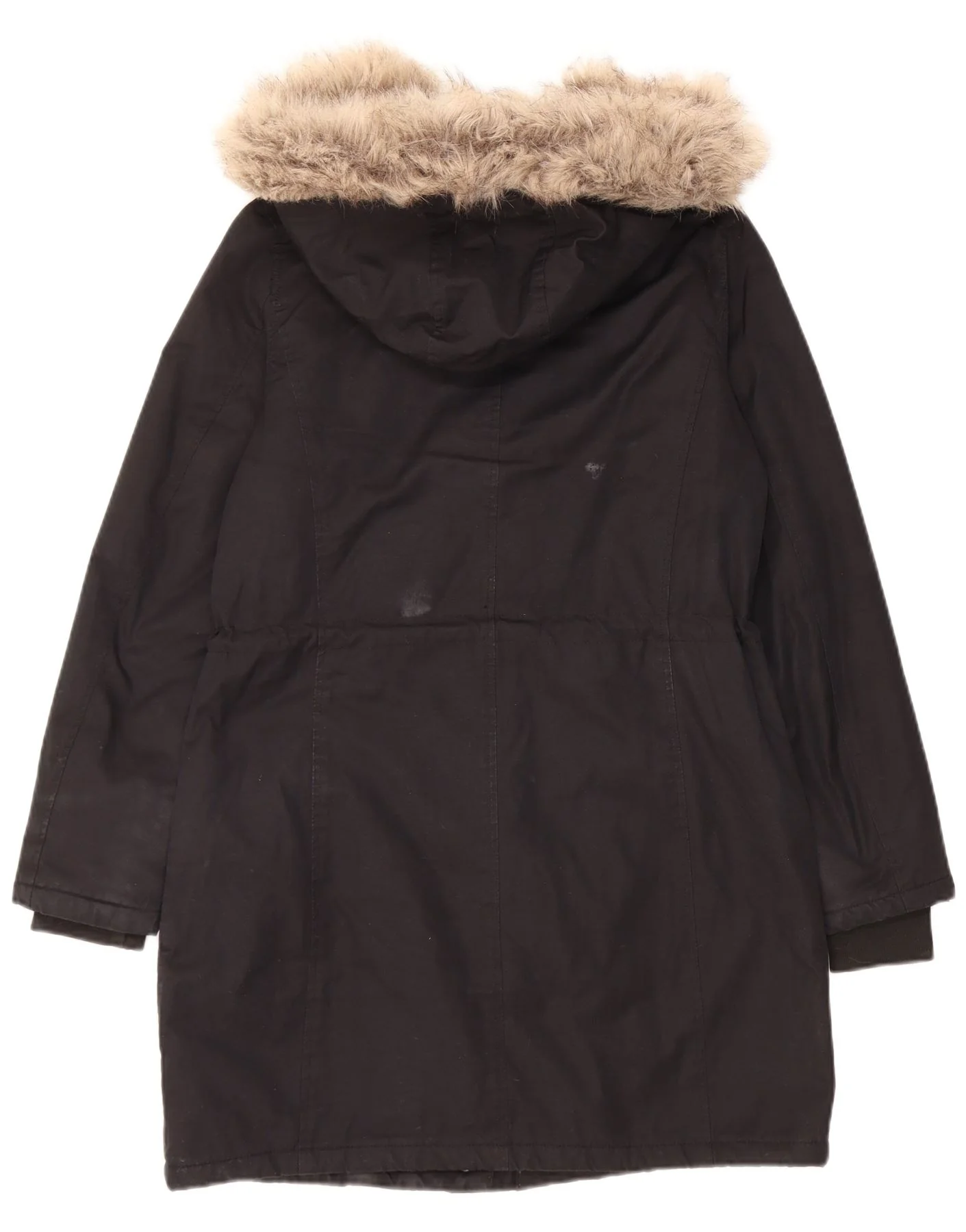 Jigsaw Womens Hooded Sherpa Parka Jacket UK 8 Small Black Cotton - Image 2