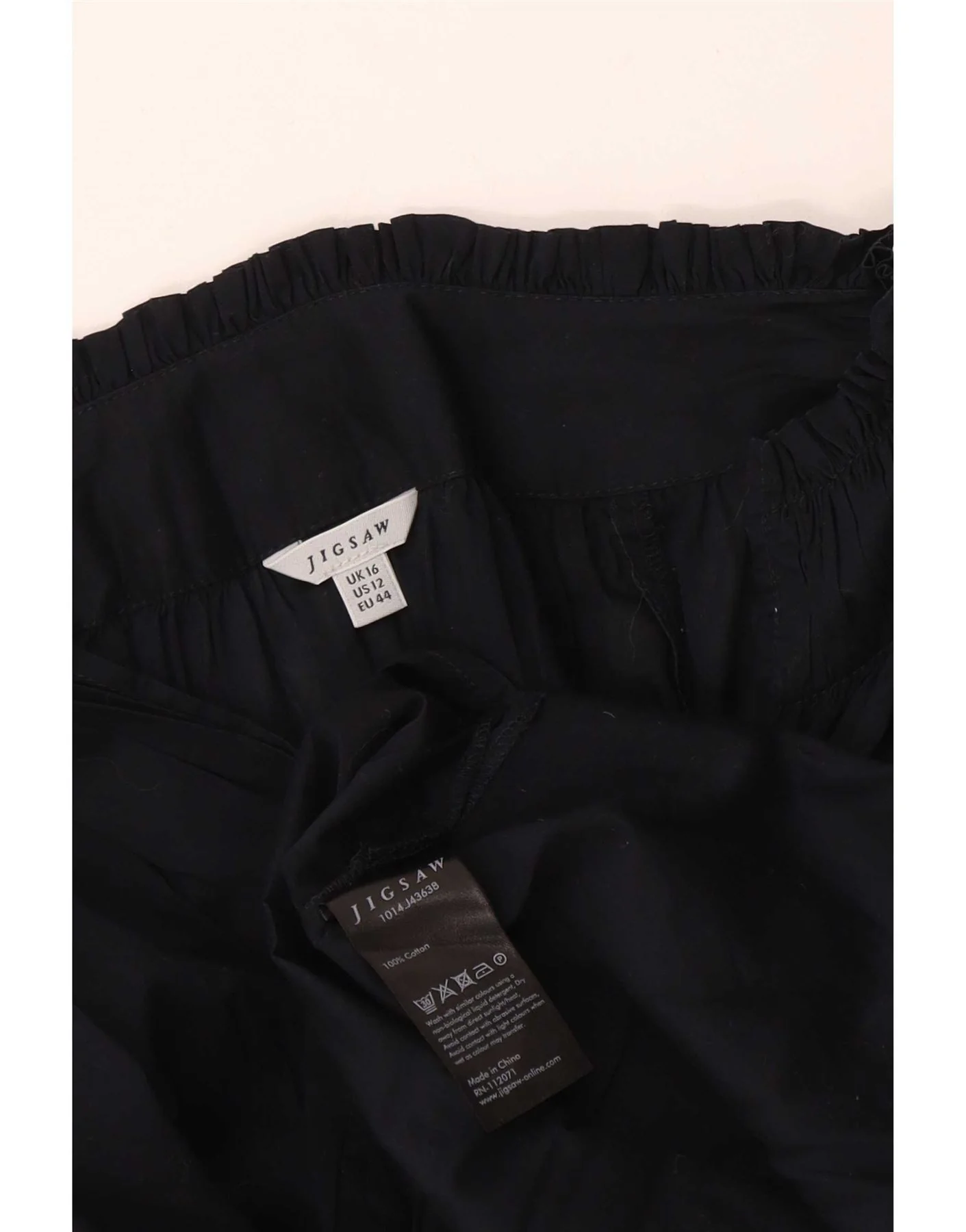 Jigsaw Womens Long Sleeve Blouse Top UK 16 Large Navy Blue Cotton - Image 3