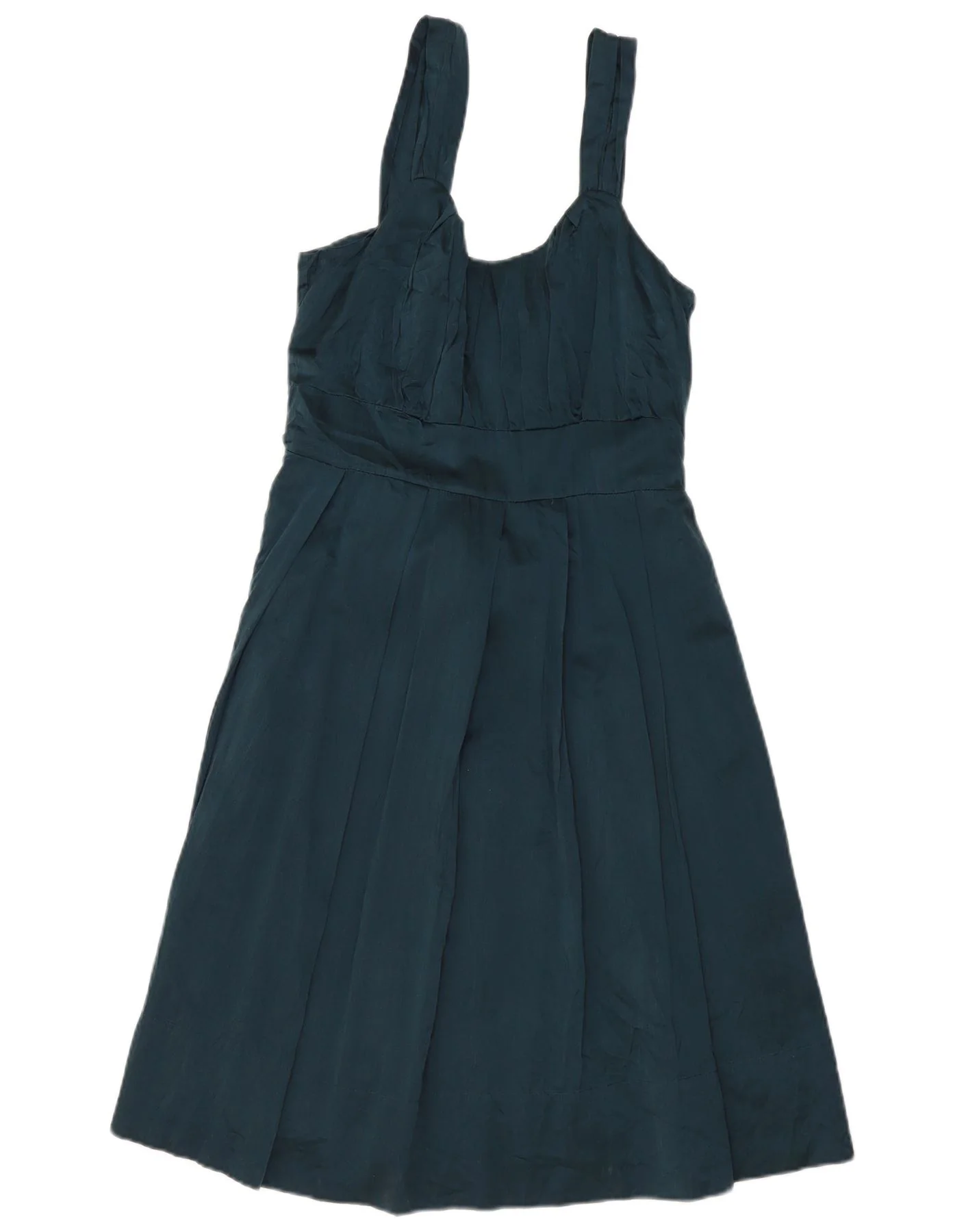 Jigsaw Womens Sleeveless Empire Dress UK 12 Medium Green Silk