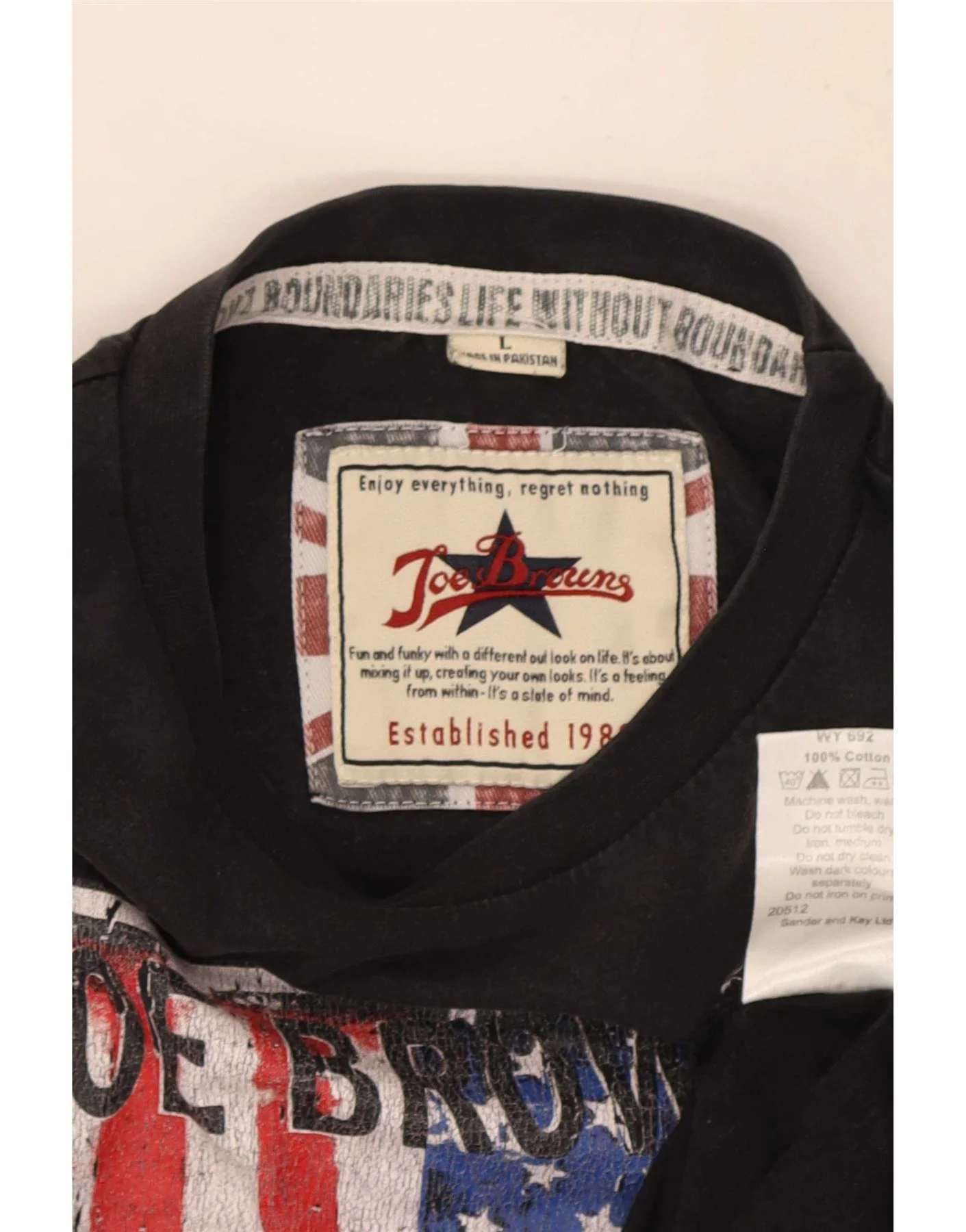 Joe Browns Mens Graphic T-Shirt Top Large Black Cotton - Image 3