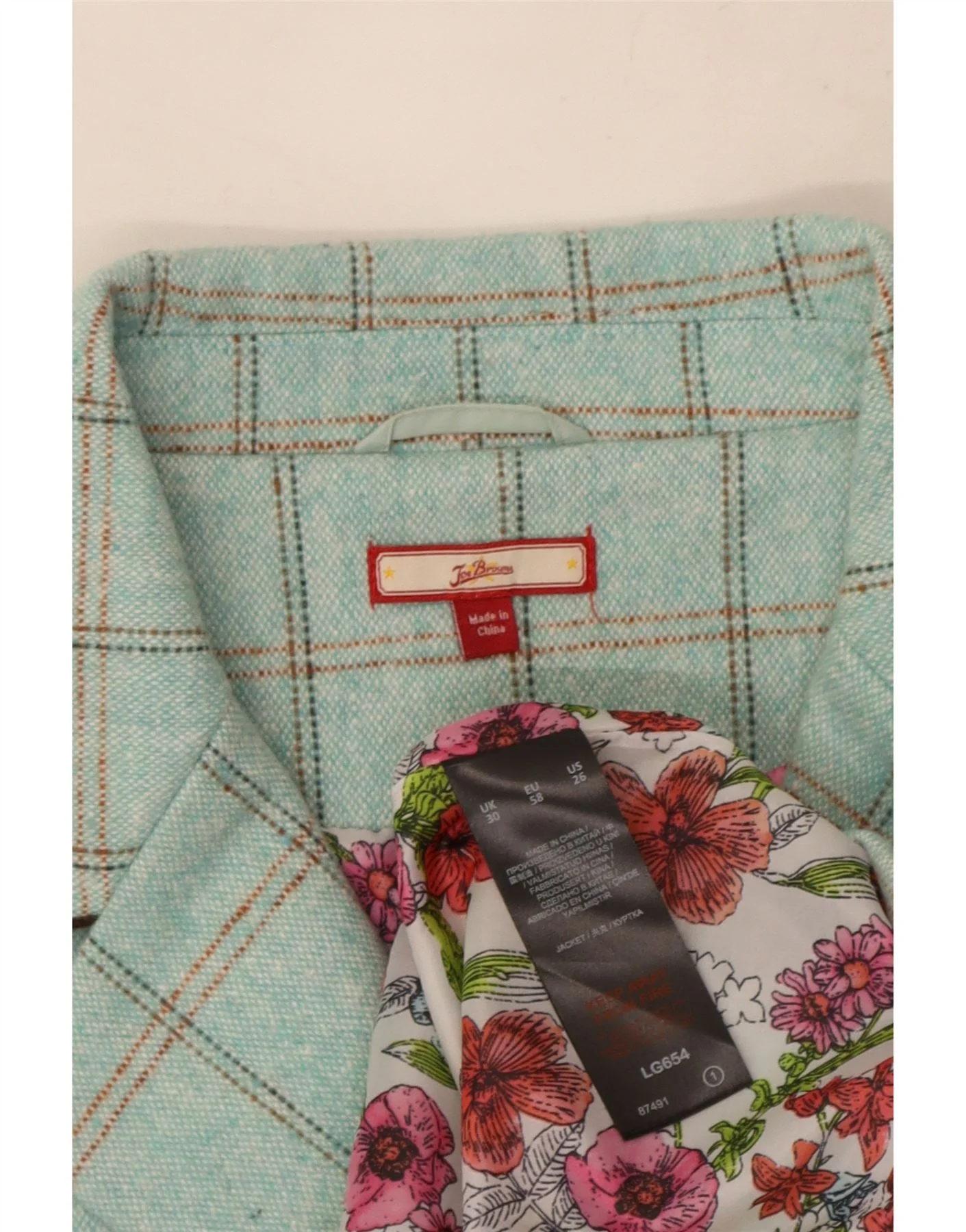 Joe Browns Womens 3 Button Blazer Jacket UK 30 7XL Turquoise Check - Image 3