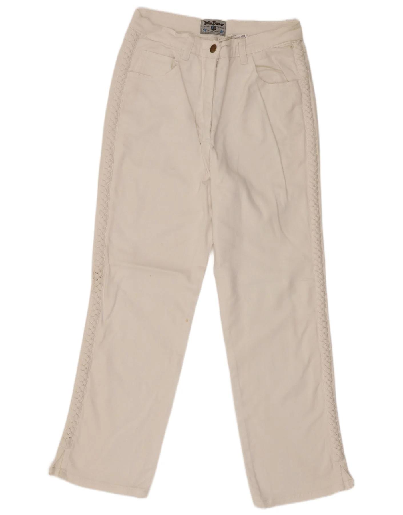 John Baner Womens Straight Jeans UK 14 Medium W28 L26 White Cotton