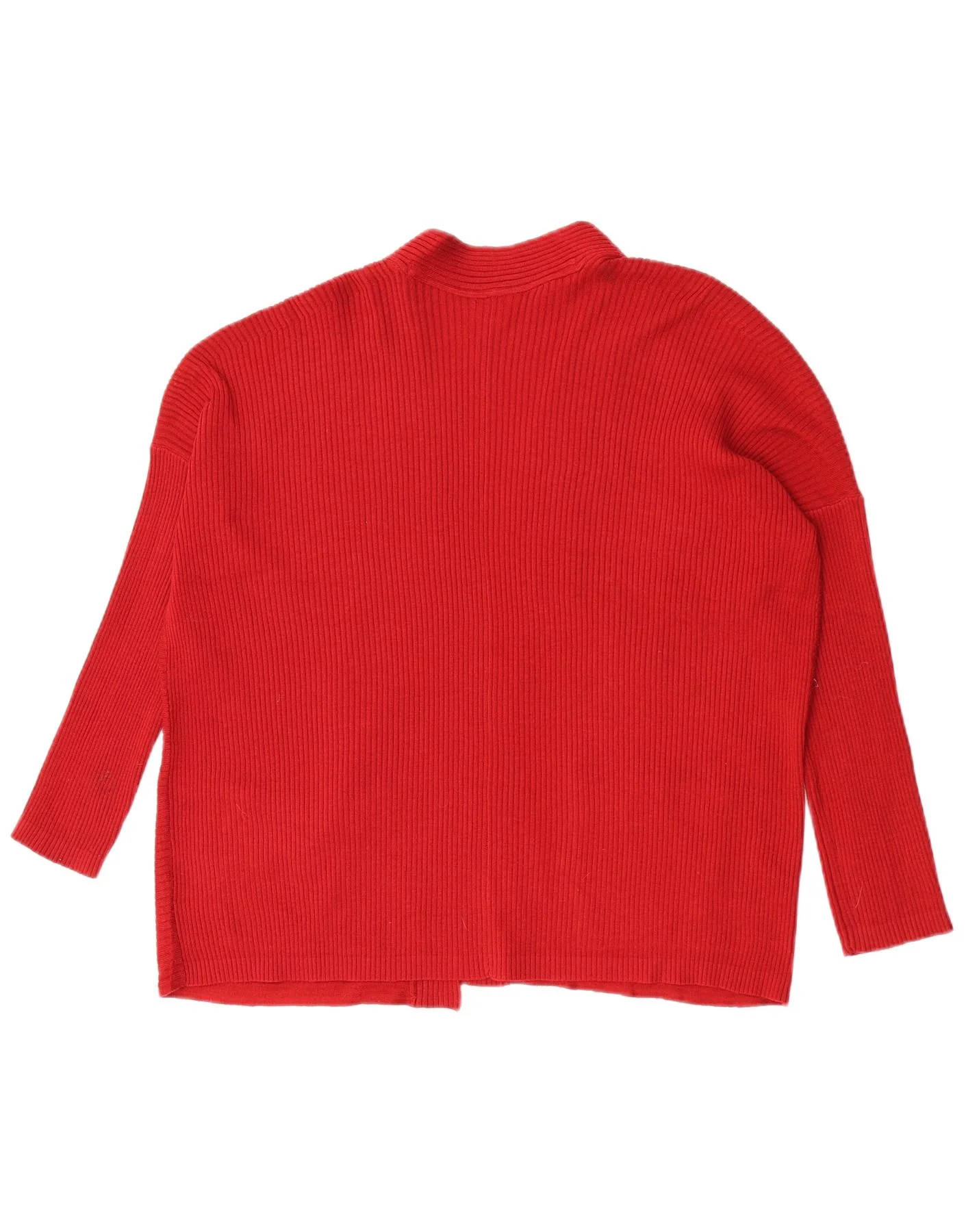 John Lewis Womens Oversized Open Cardigan Sweater UK 10 Small Red Polyester - Image 2
