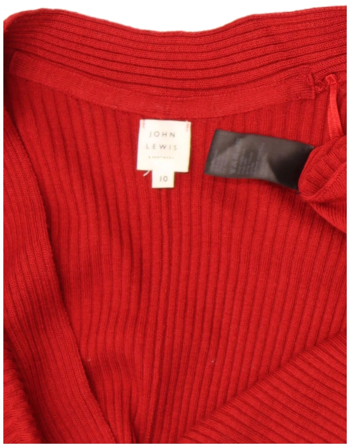 John Lewis Womens Oversized Open Cardigan Sweater UK 10 Small Red Polyester - Image 4