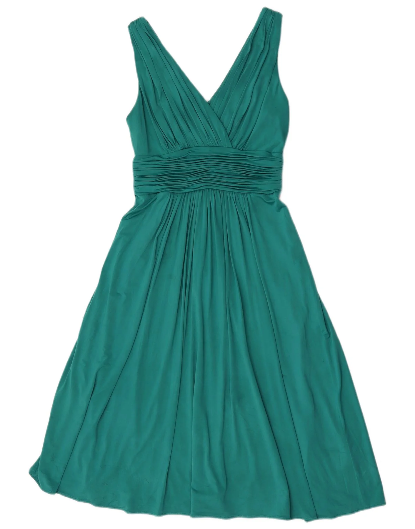 John Lewis Womens Sleeveless Empire Dress UK 8 Small Green Polyester