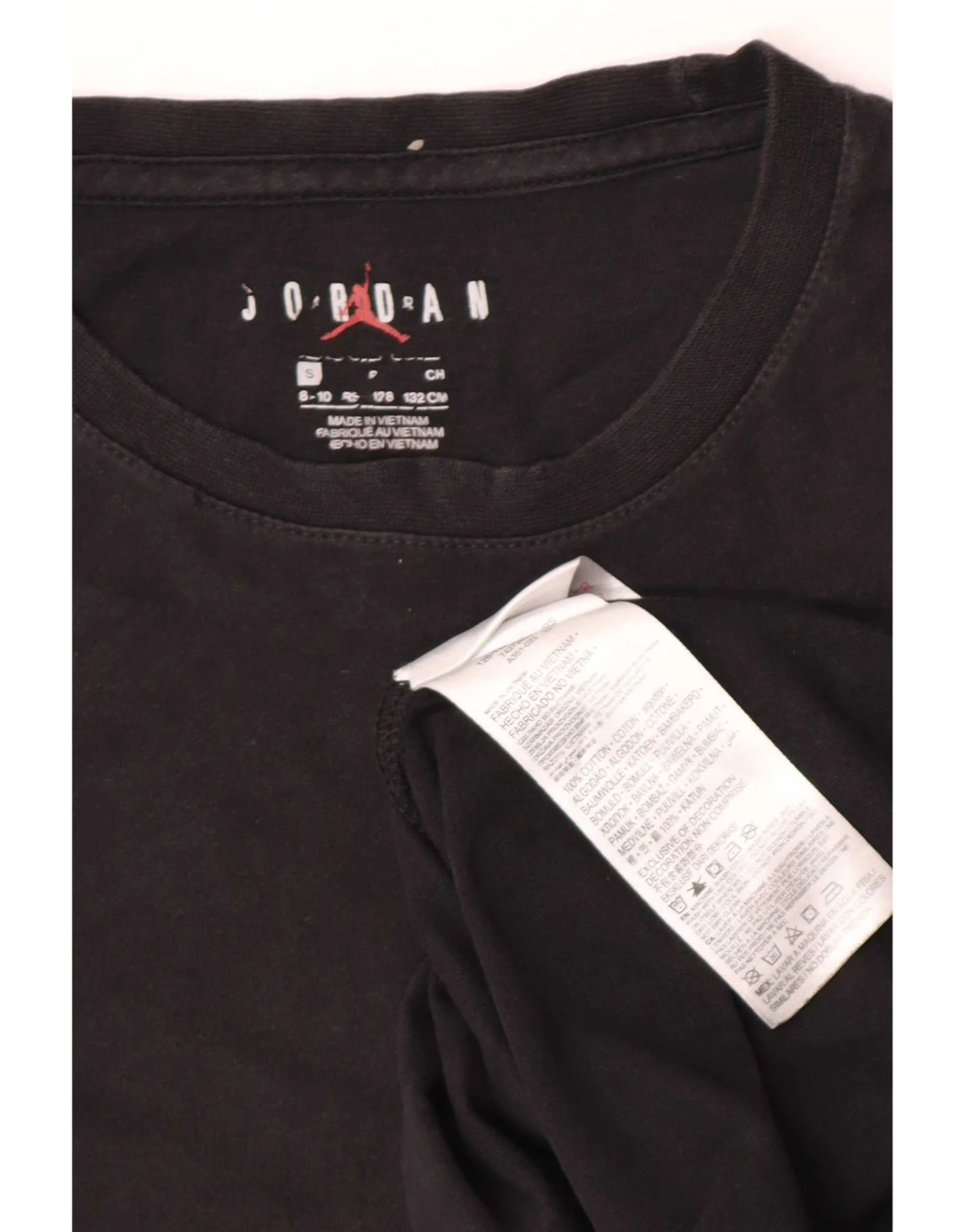 Jordan Boys Graphic T-Shirt Top 8-9 Years Small Black Cotton - Image 4