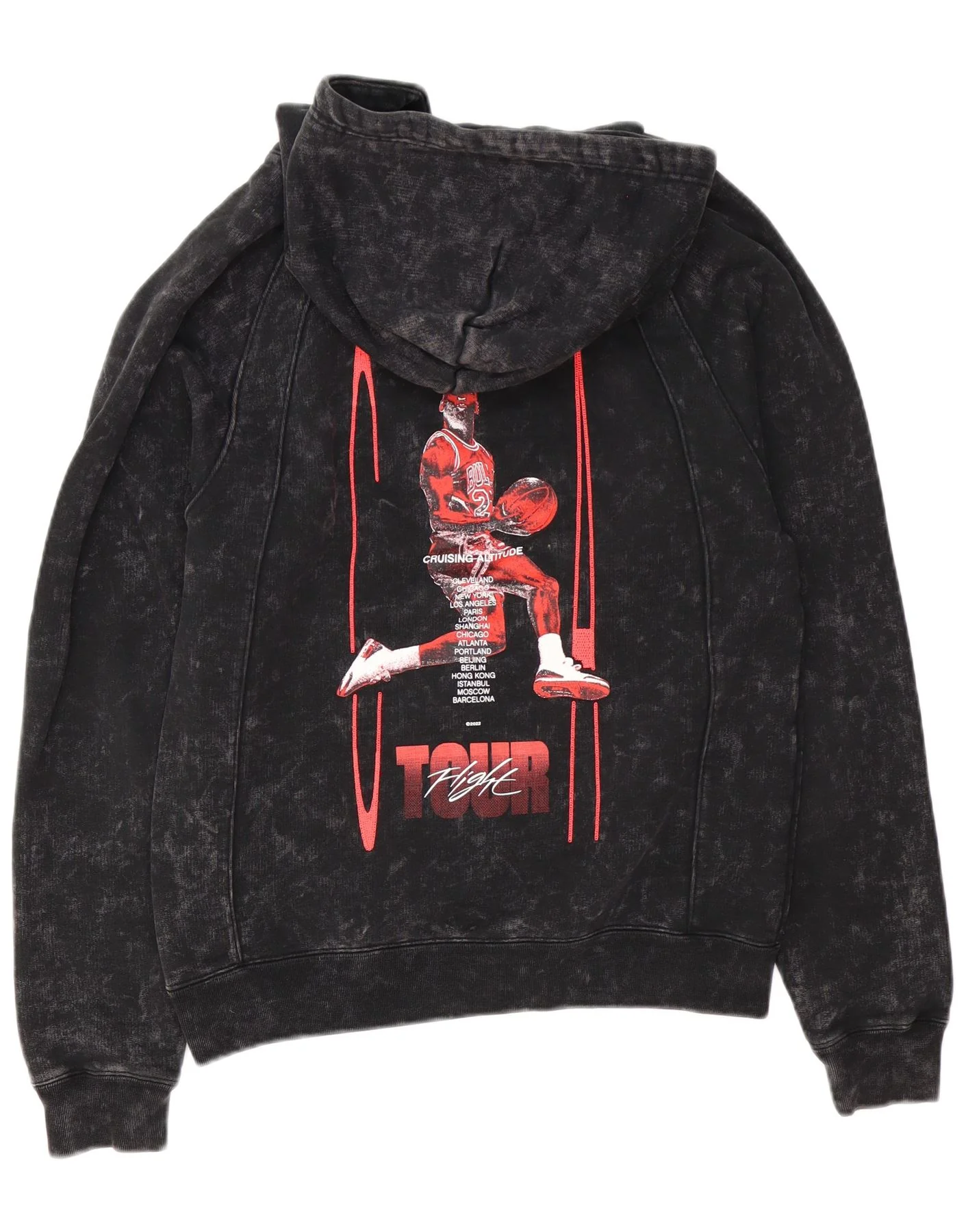 Jordan Mens Graphic Hoodie Jumper Small Black Tie Dye Cotton - Image 2