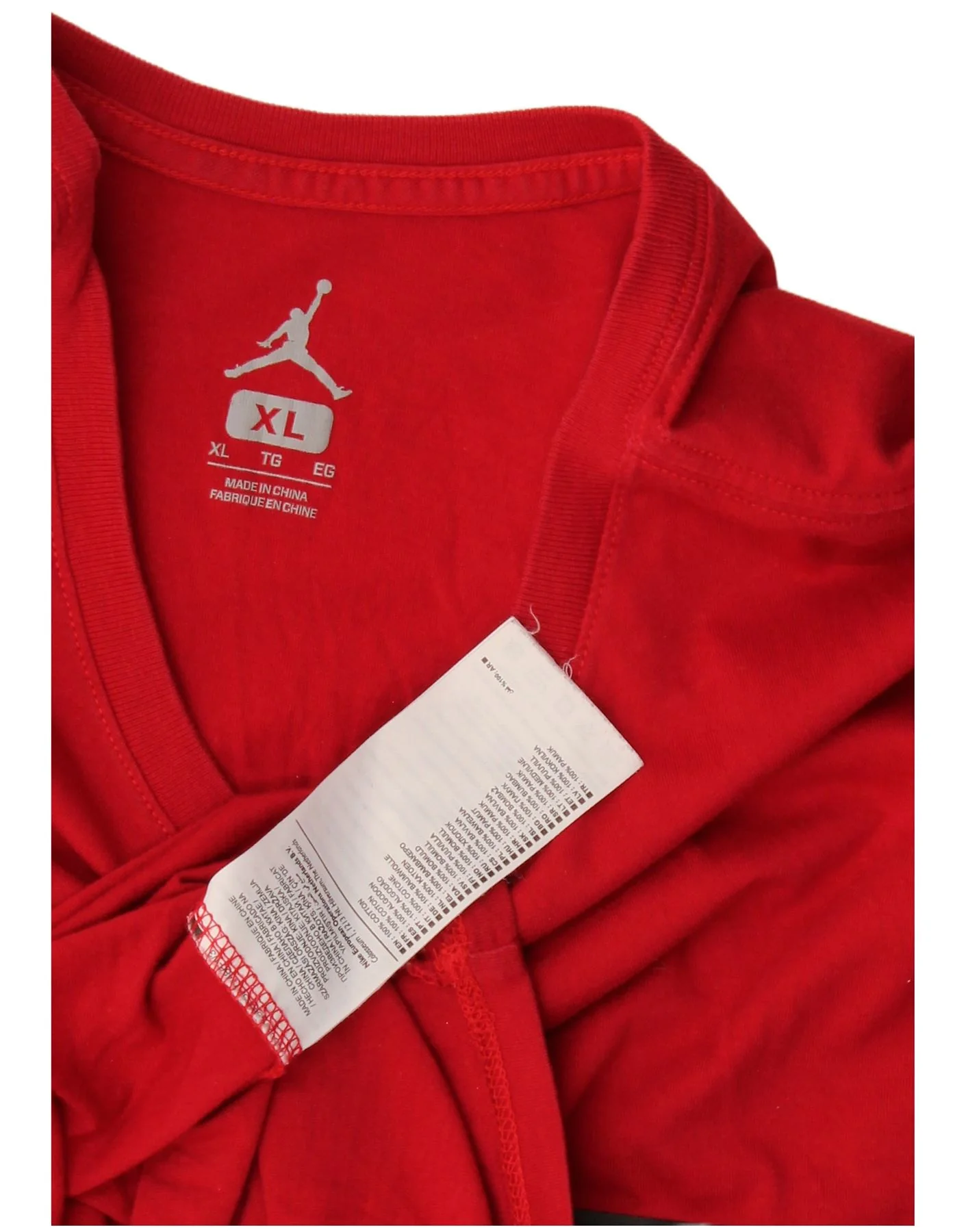 Jordan Mens Graphic T-Shirt Top XL Red Colourblock Cotton - Image 3