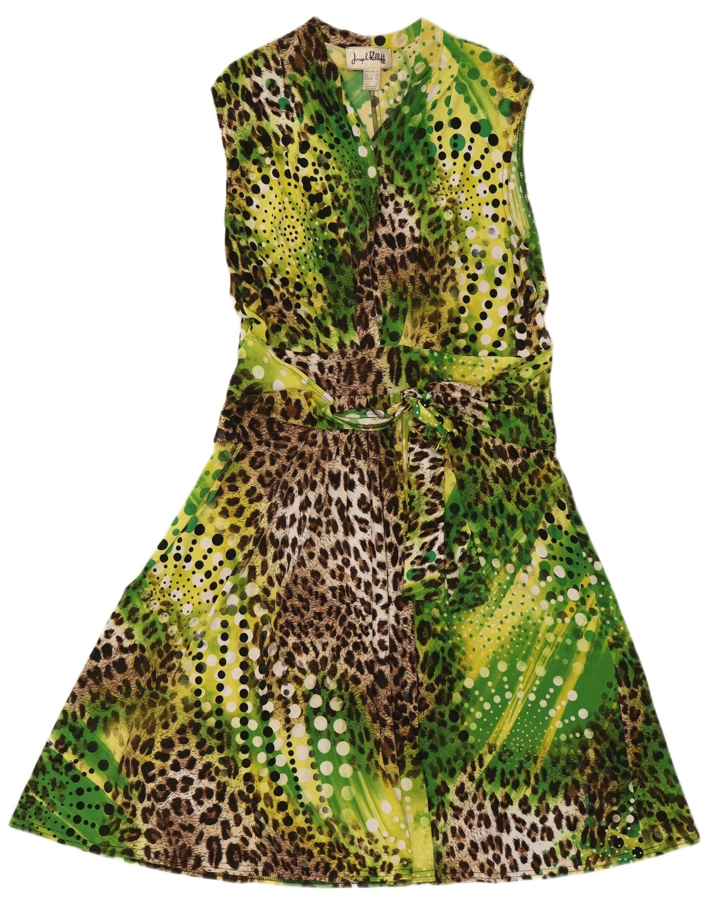 Joseph Ribkoff Womens A-Line Dress UK 16 Large Green Animal Print