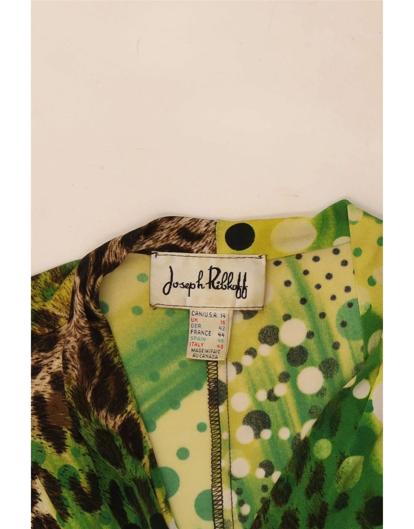 Joseph Ribkoff Womens A-Line Dress UK 16 Large Green Animal Print - Image 4
