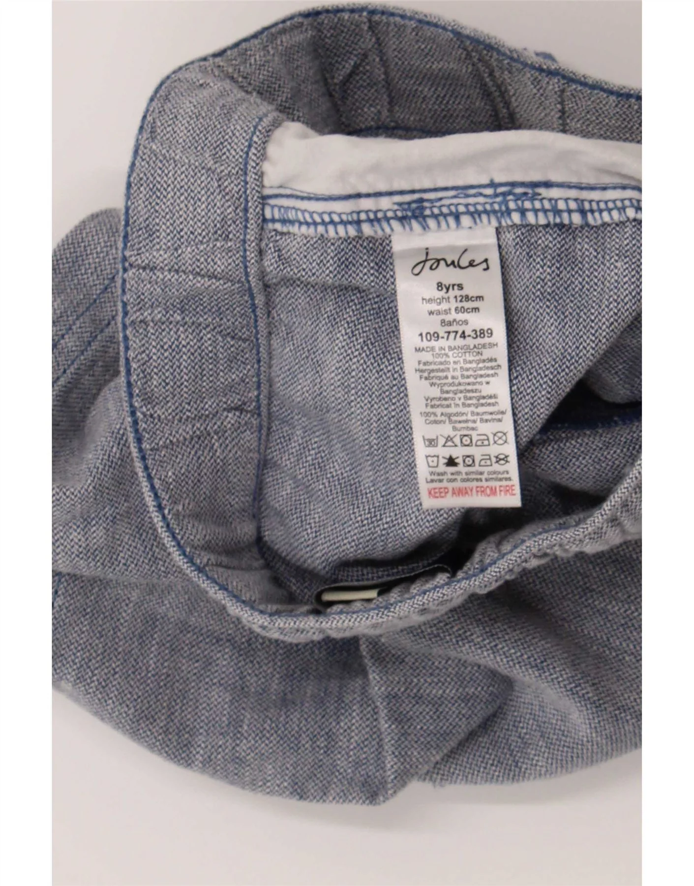 Joules Boys Chino Shorts 7-8 Years W22 Blue Cotton - Image 3